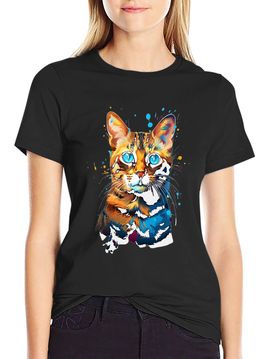 Vivid Cat Art Graphic Tee - Stylish & Unique Design