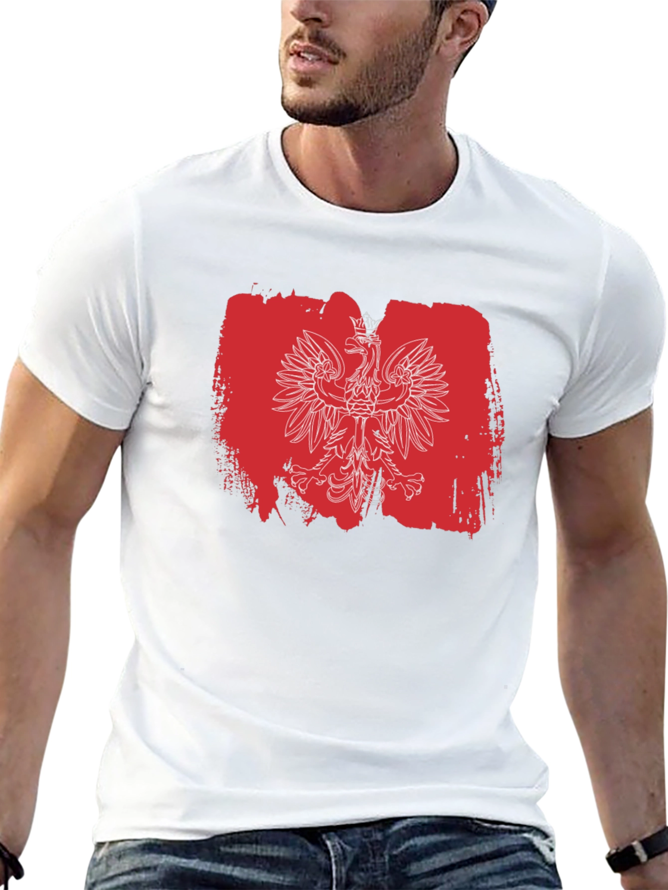 Polish Eagle T-Shirt - Red & White Flag