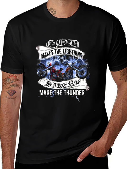 God Makes Lightning Bikers Thunder Graphic Tee