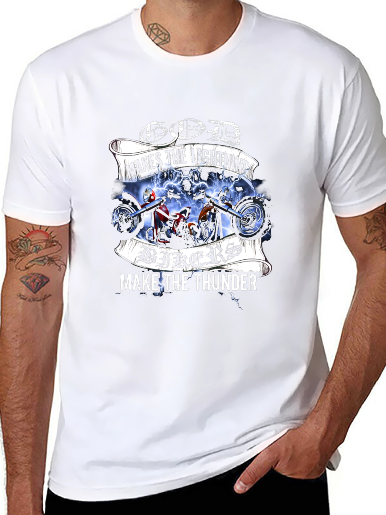 God Makes Lightning Bikers Thunder Graphic Tee