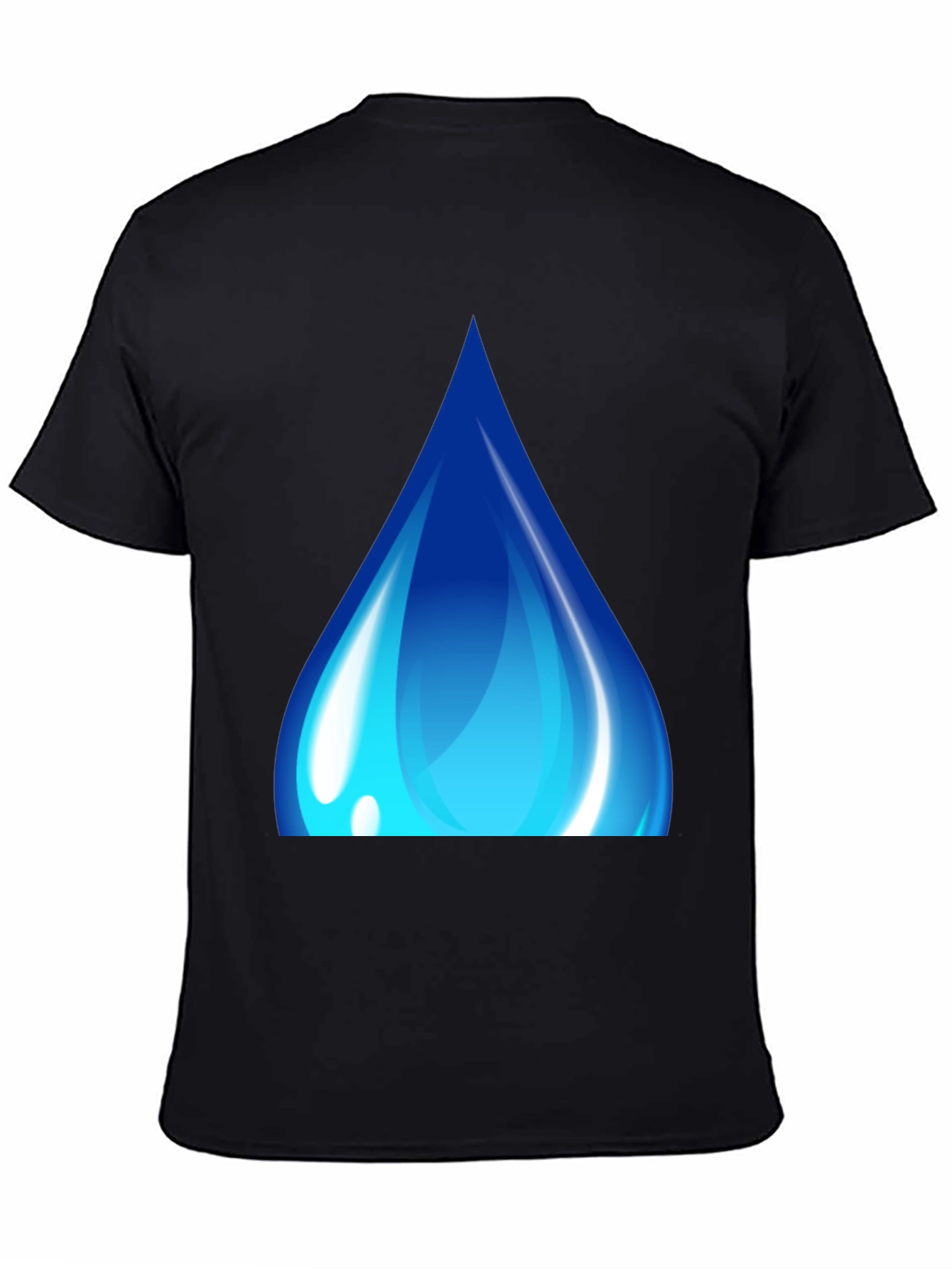 Blue Water Drop Graphic Black T-Shirt