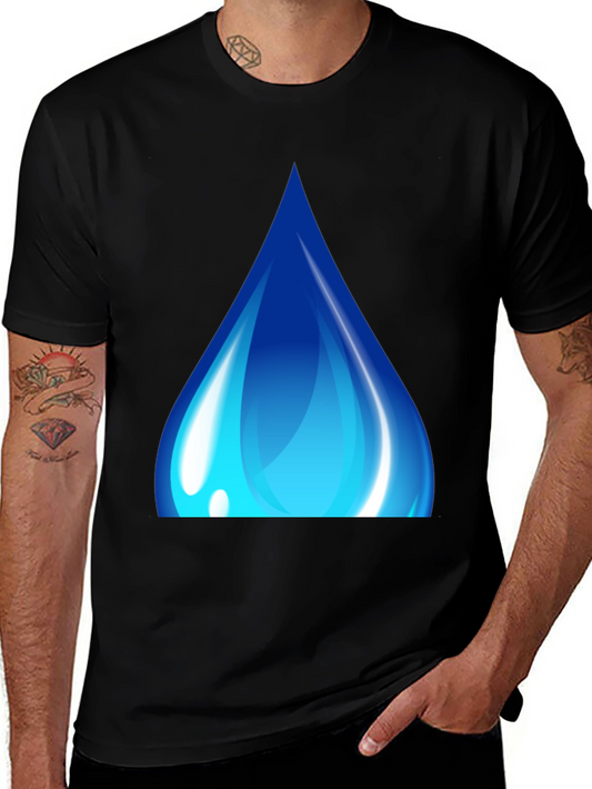 Blue Water Drop Graphic Black T-Shirt