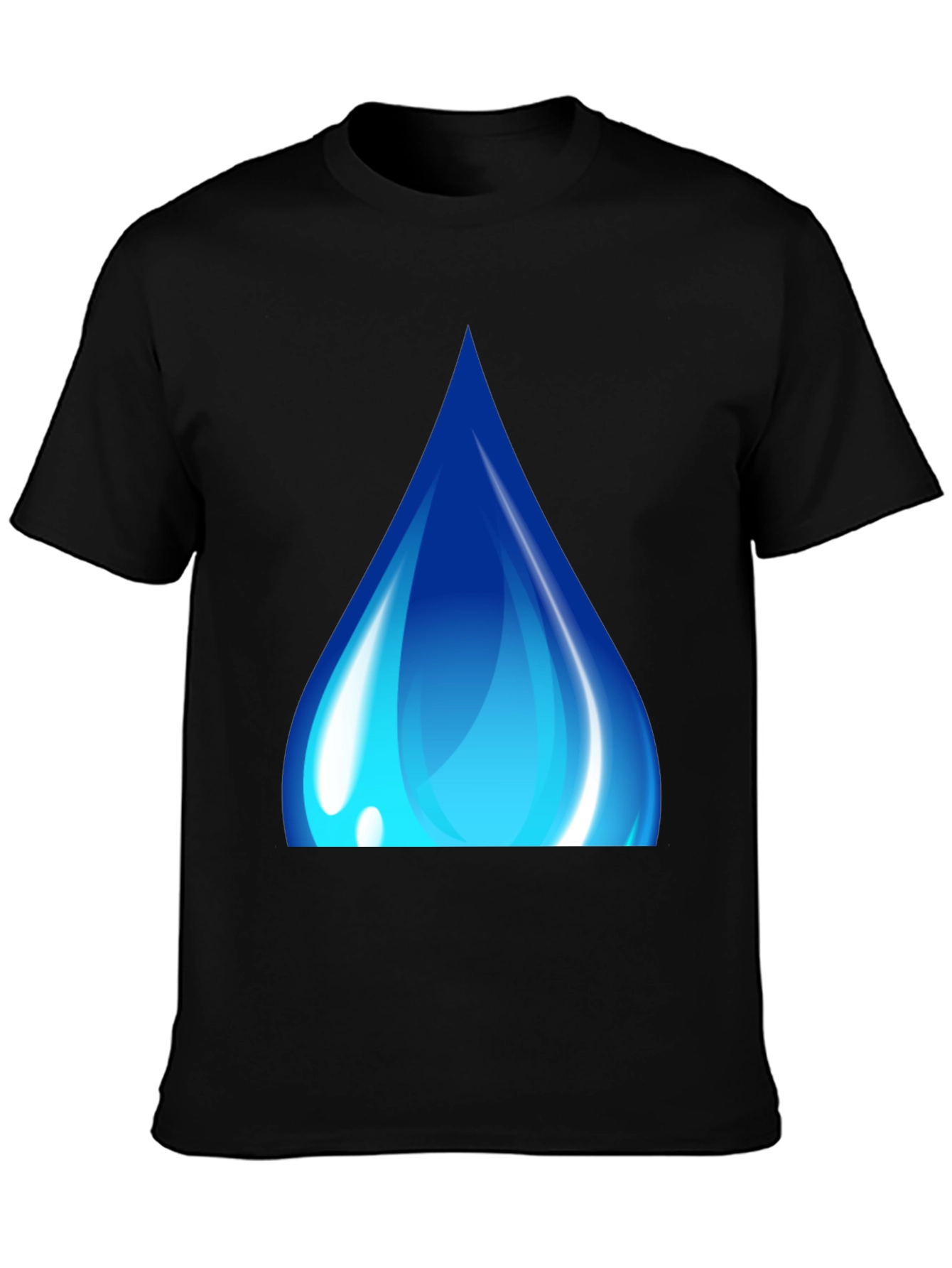 Blue Water Drop Graphic Black T-Shirt