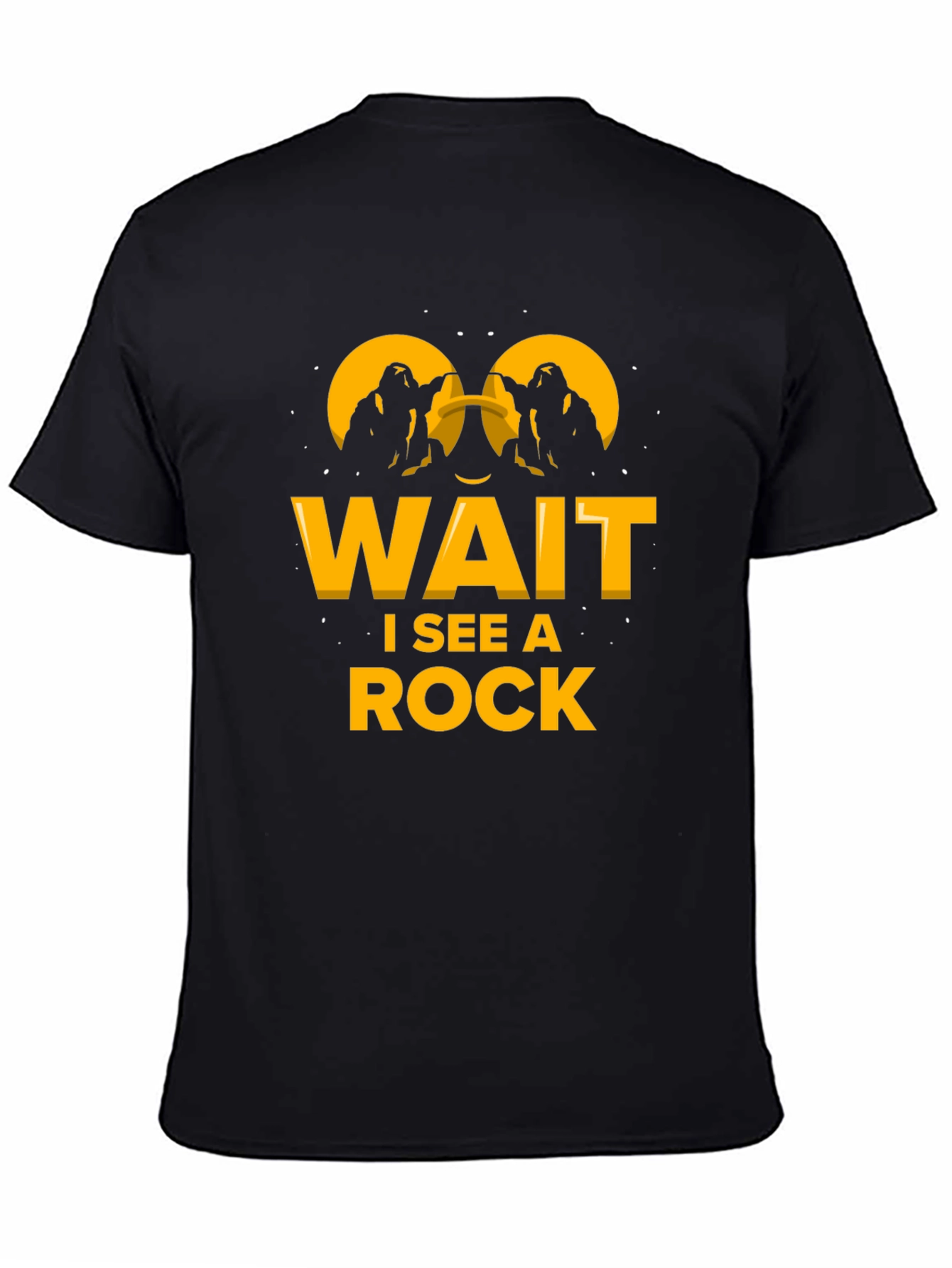Wait I See A Rock Funny Black T-Shirt