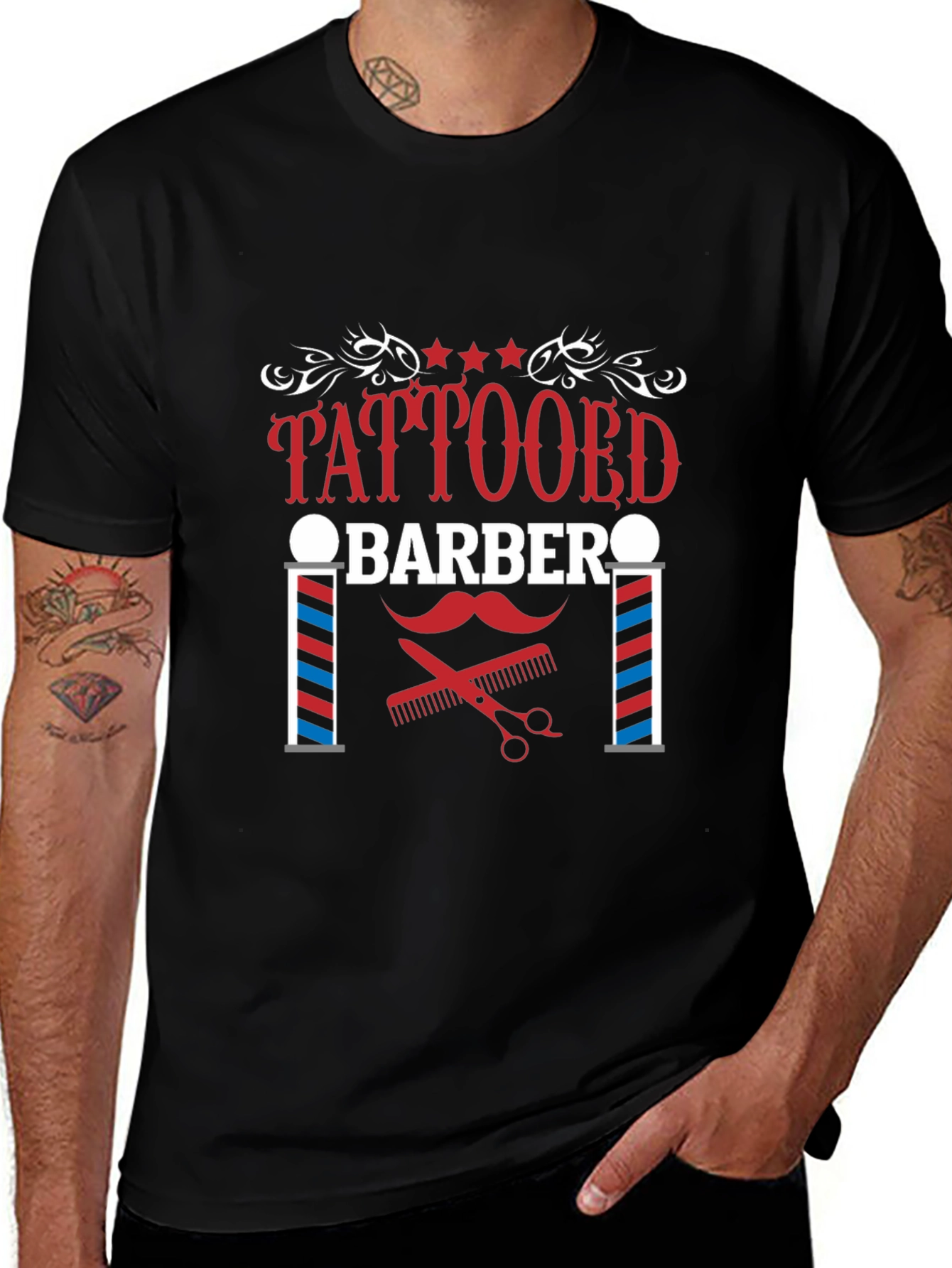 Tattooed Barber Graphic Tee - Stylish Barber Apparel
