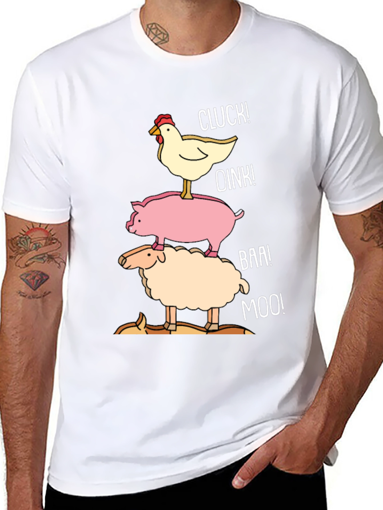 Funny Farm Animal Stack T-Shirt