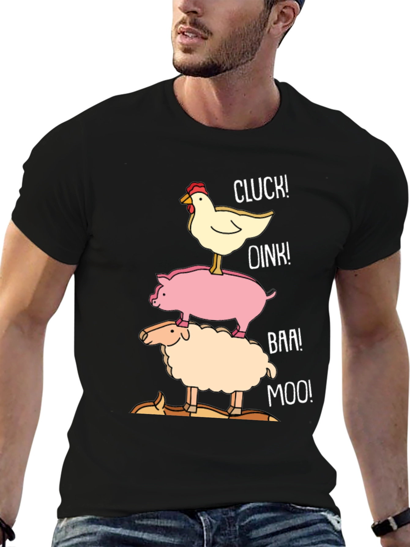 Funny Farm Animal Stack T-Shirt