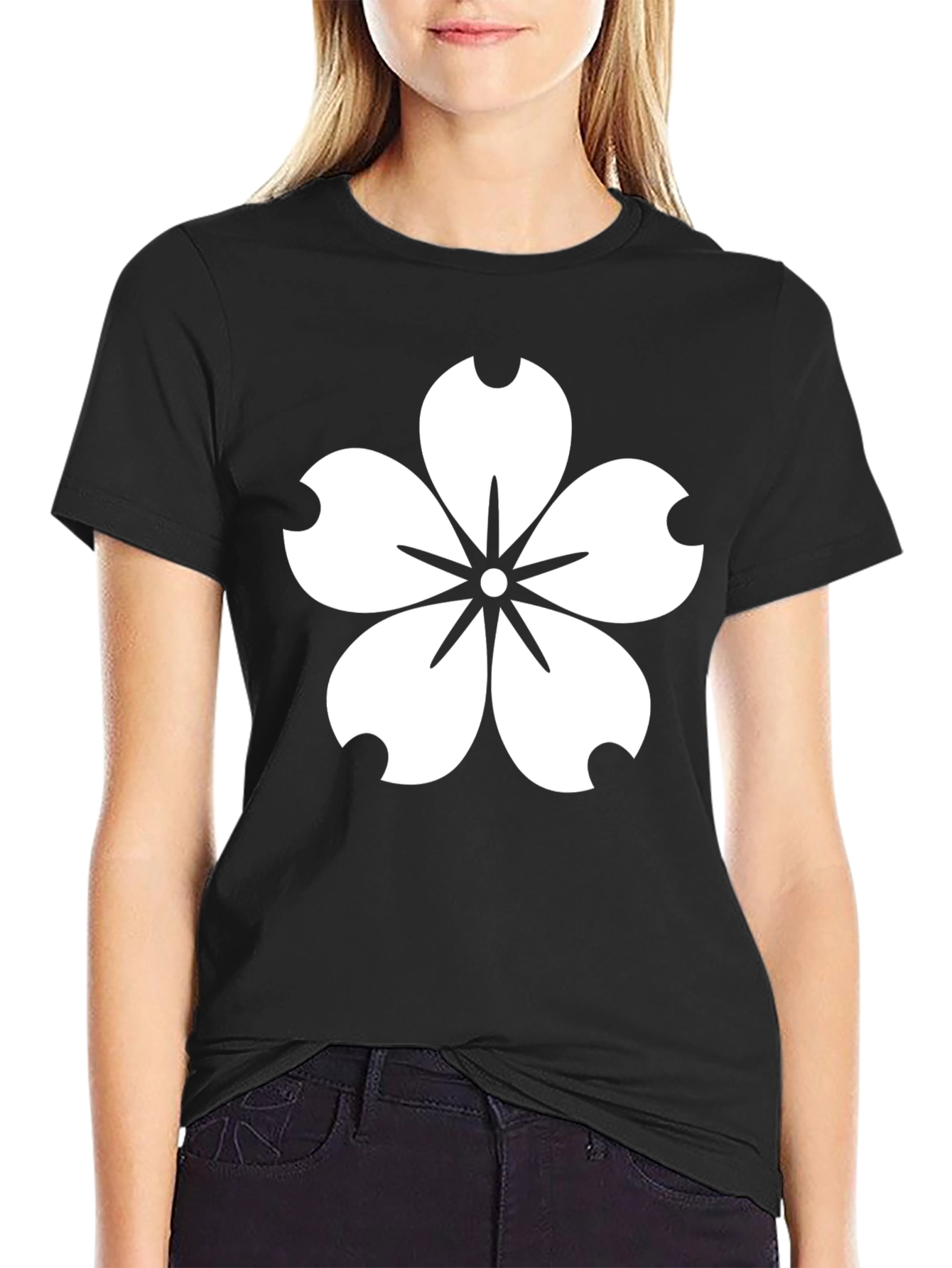 Sakura Blossom Graphic Tee - Stylish Black T-Shirt