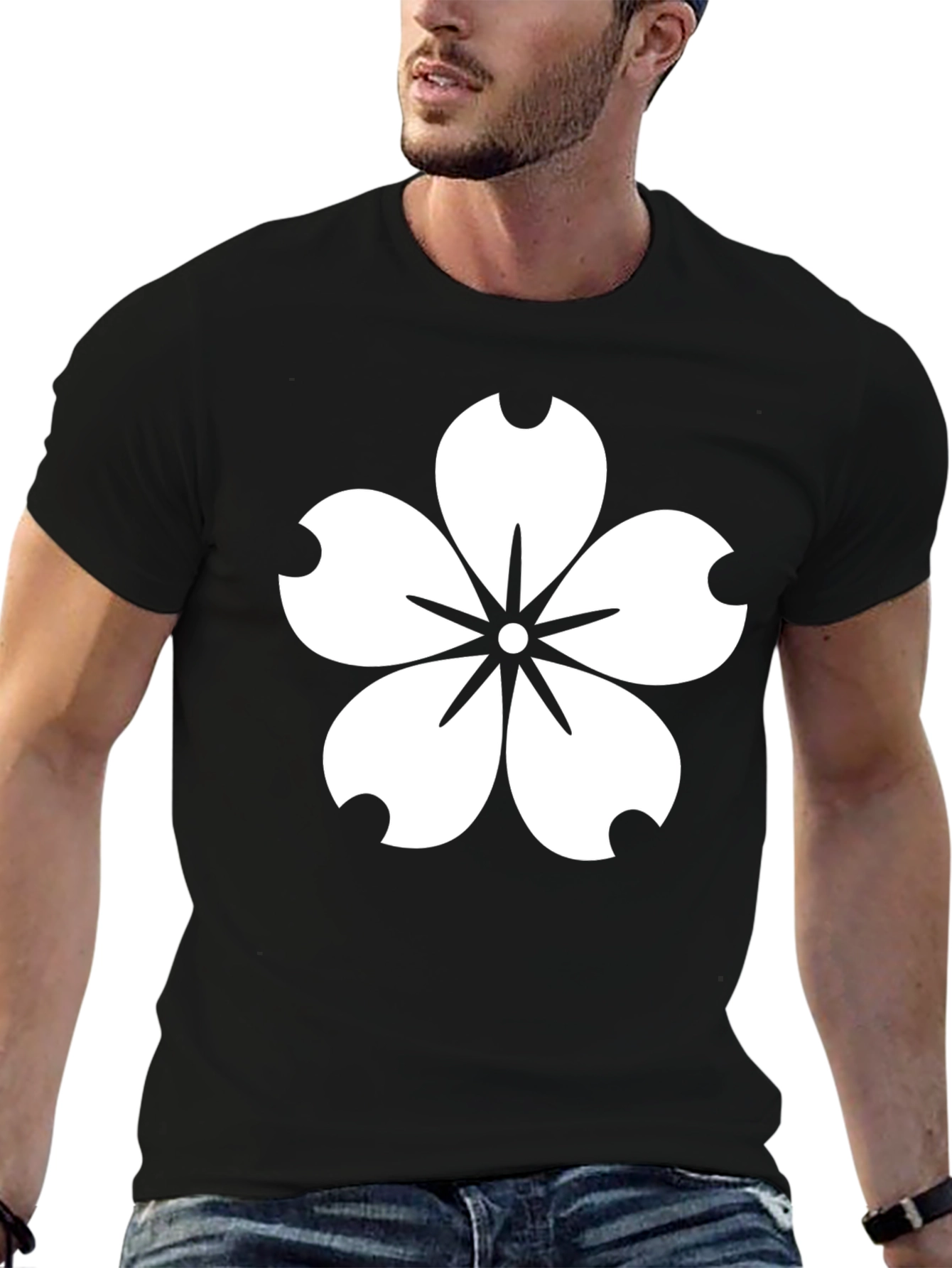 Sakura Blossom Graphic Tee - Stylish Black T-Shirt