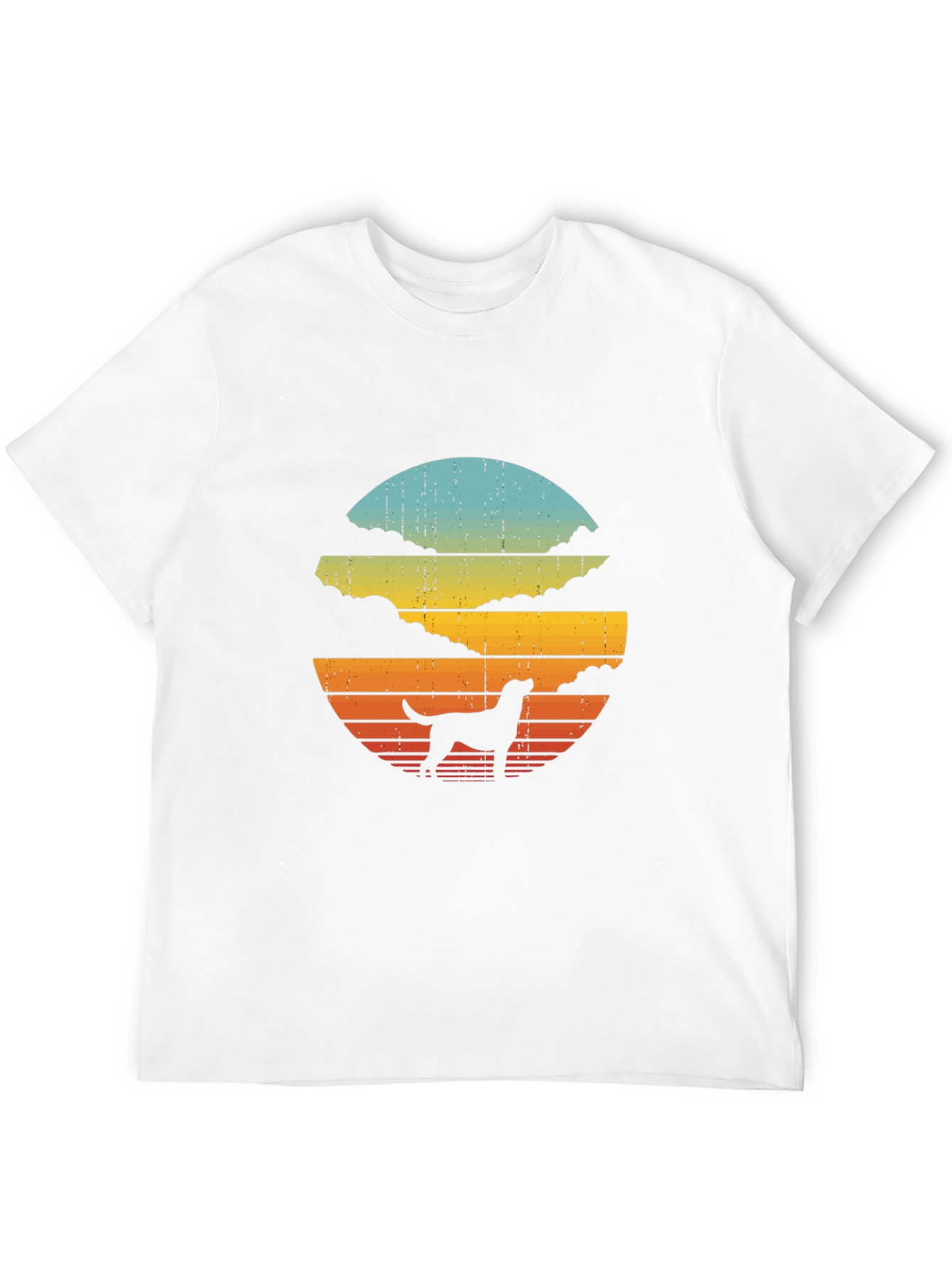 Retro Dog Sunset Graphic Tee - Black
