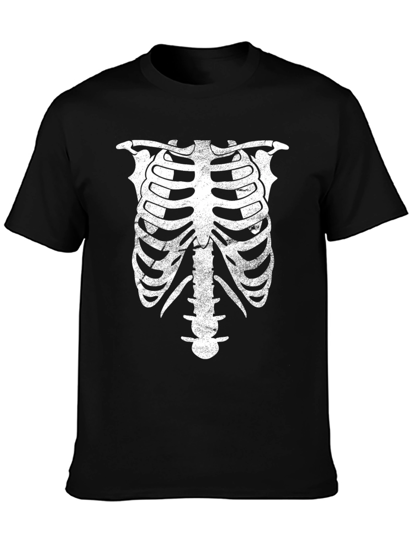 Skeleton Rib Cage Graphic Print Black T-Shirt