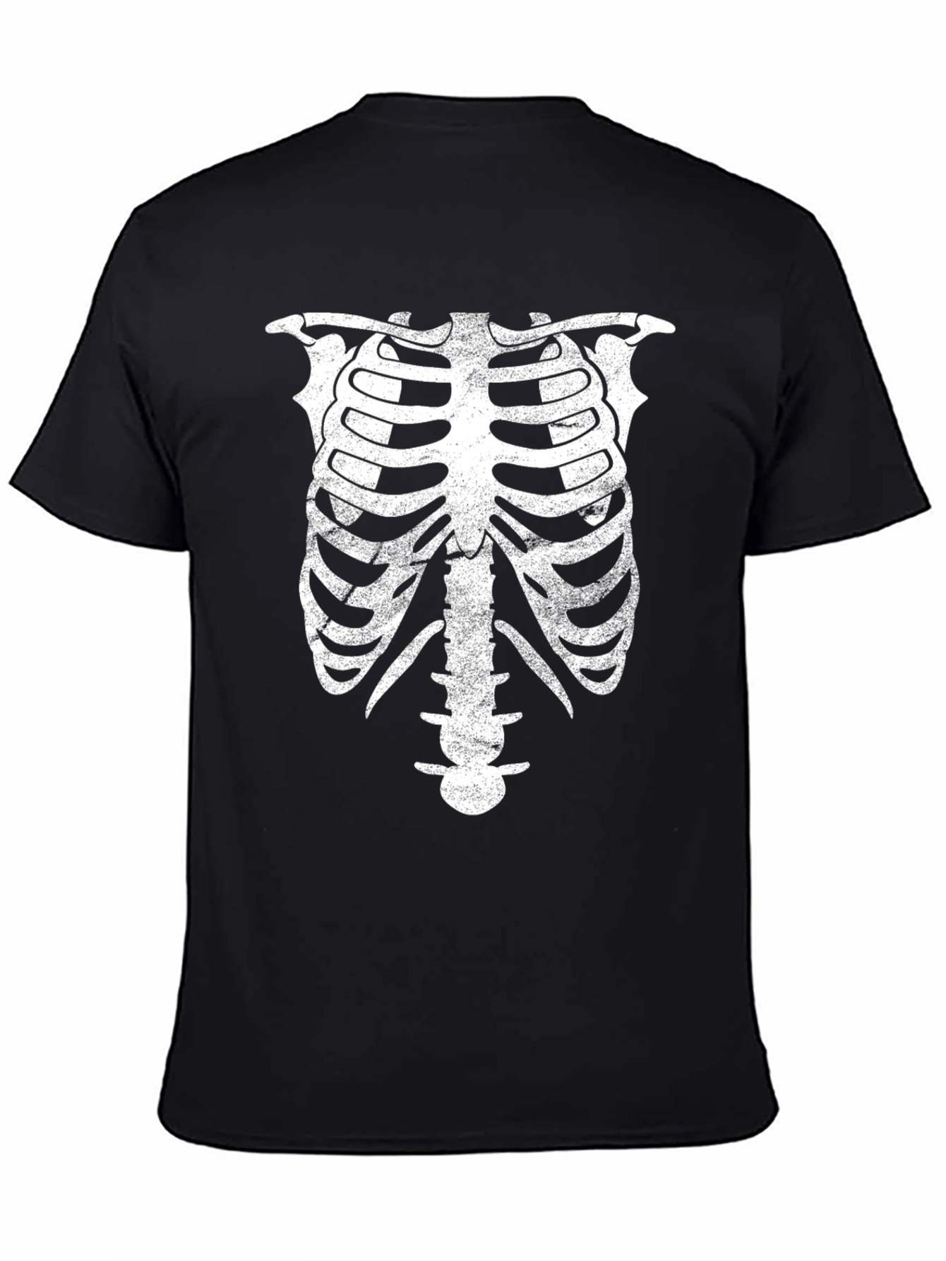 Skeleton Rib Cage Graphic Print Black T-Shirt