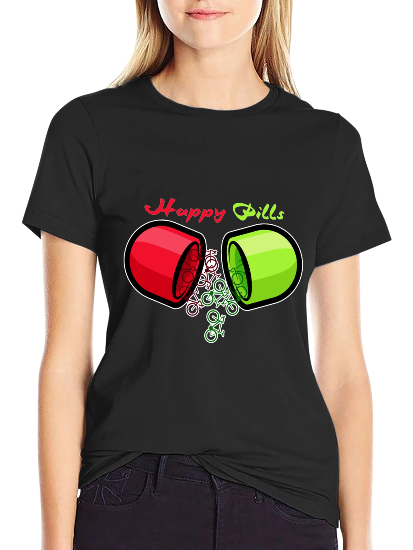 Happy Pills Bicycle T-Shirt - Quirky Graphic Tee