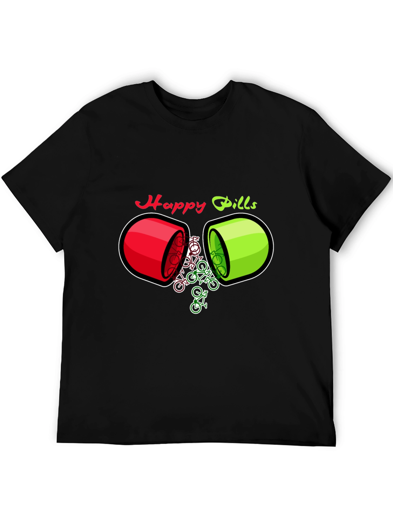 Happy Pills Bicycle T-Shirt - Quirky Graphic Tee