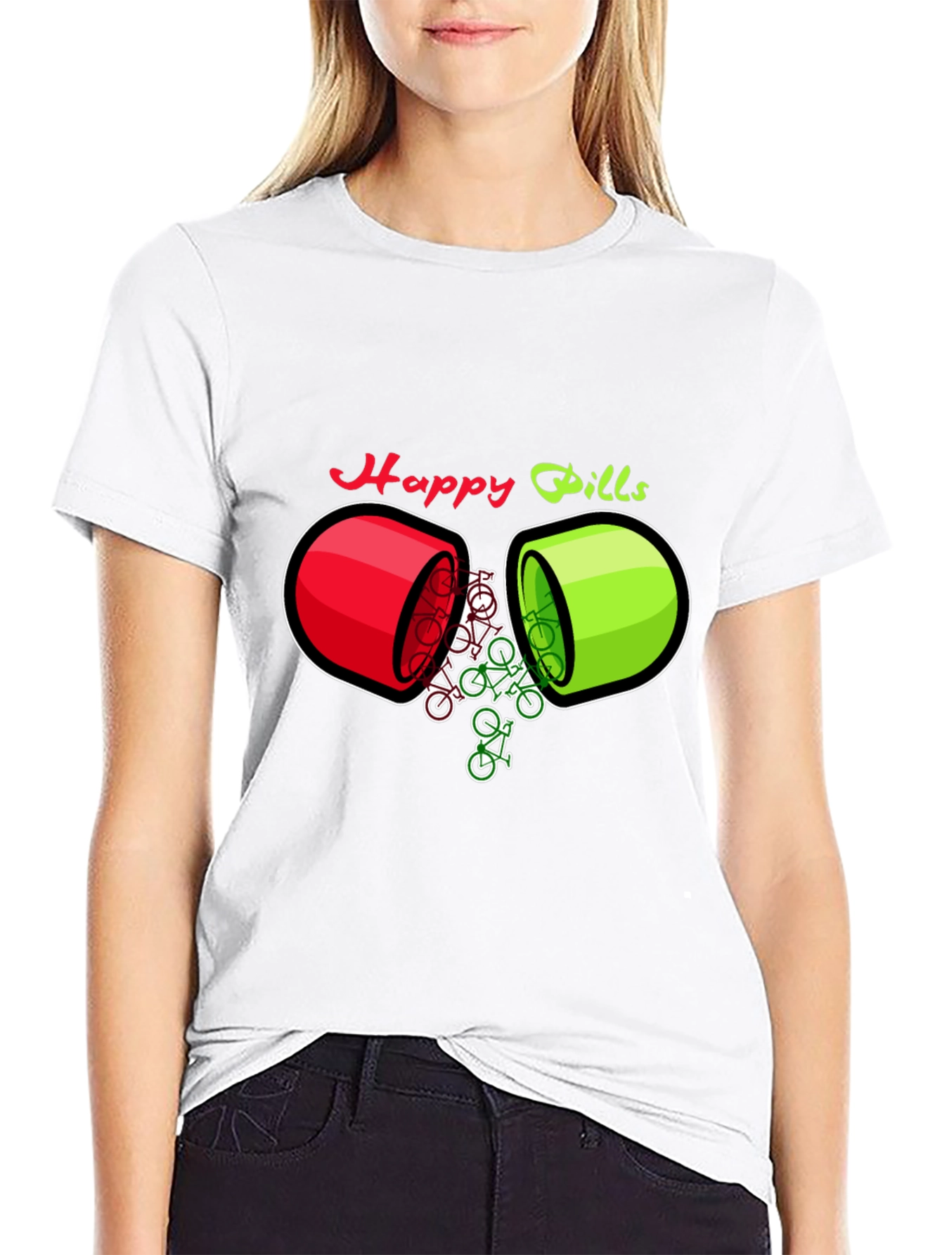 Happy Pills Bicycle T-Shirt - Quirky Graphic Tee