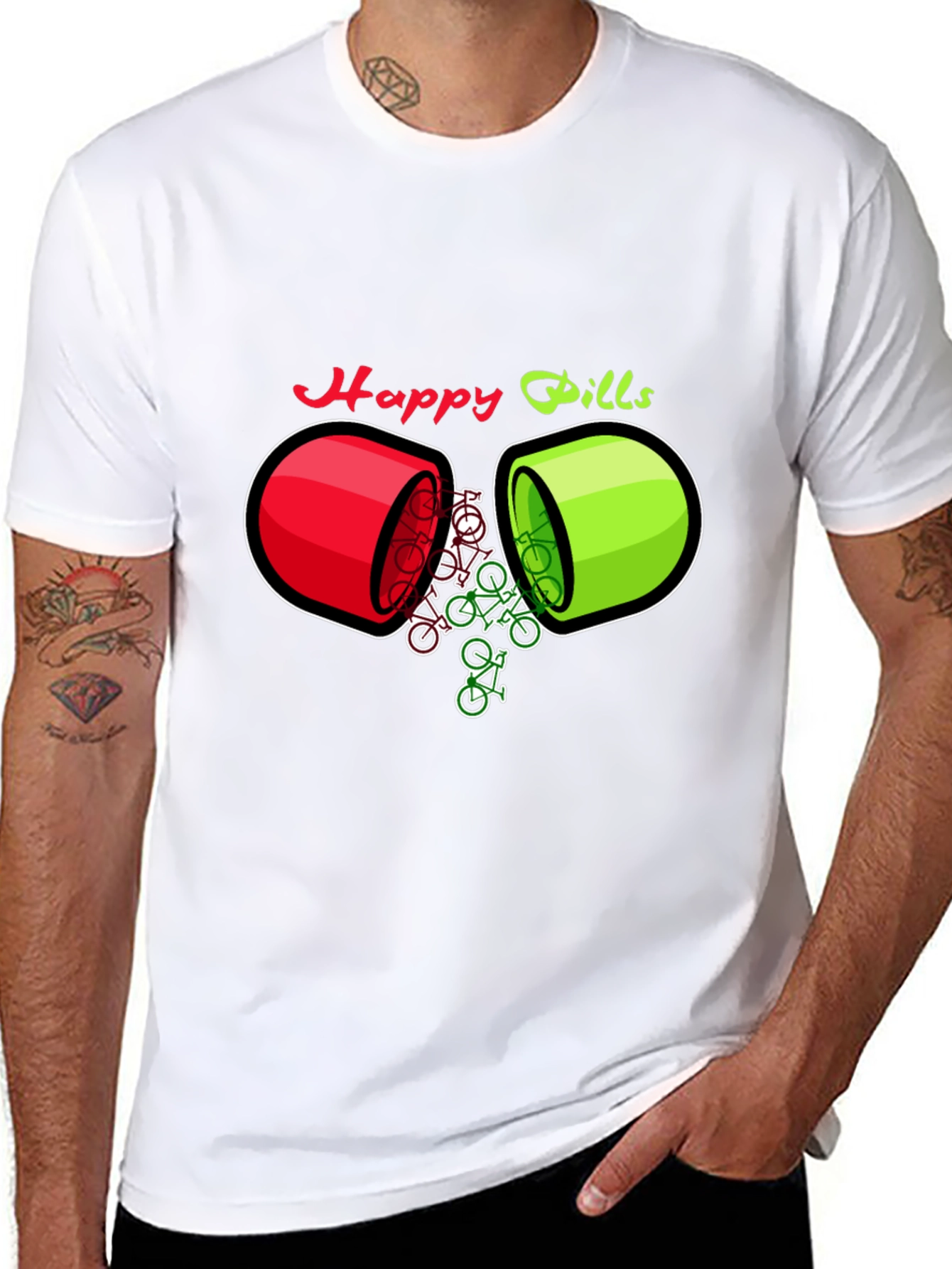 Happy Pills Bicycle T-Shirt - Quirky Graphic Tee