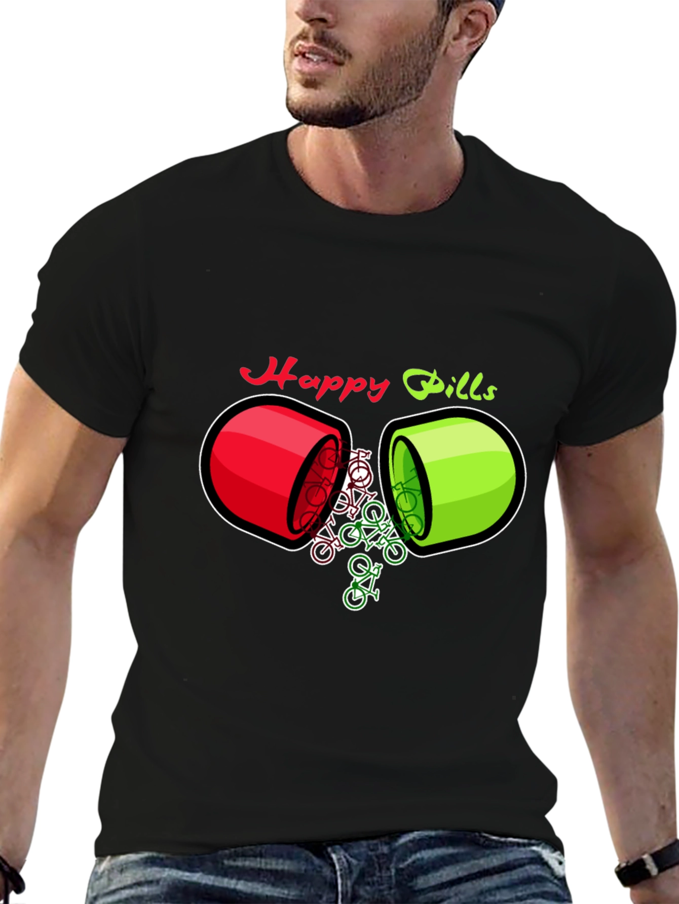 Happy Pills Bicycle T-Shirt - Quirky Graphic Tee