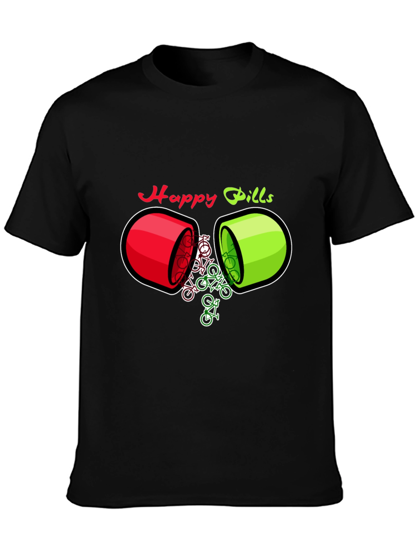 Happy Pills Bicycle T-Shirt - Quirky Graphic Tee