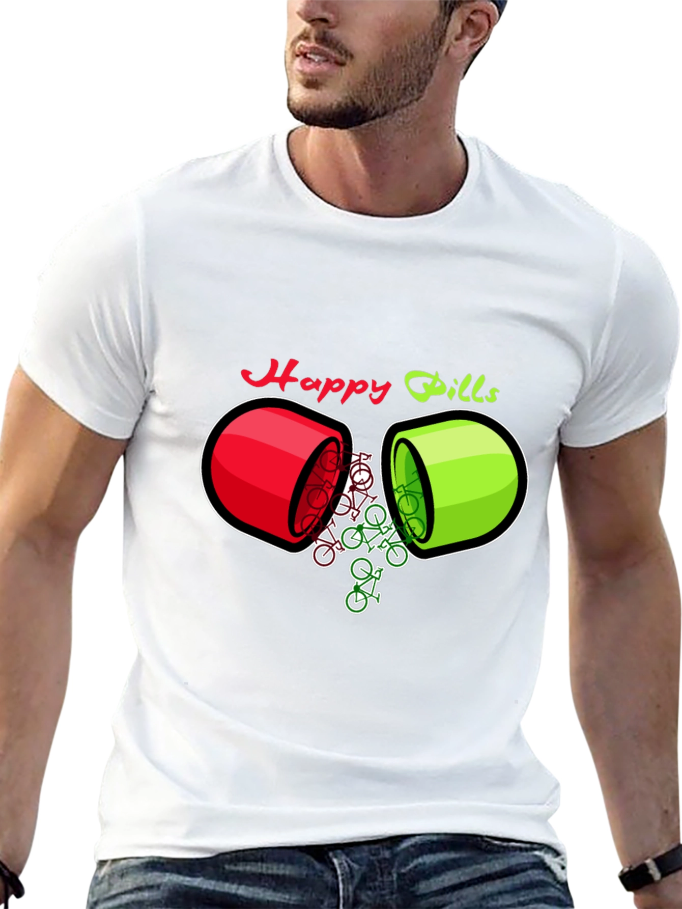 Happy Pills Bicycle T-Shirt - Quirky Graphic Tee