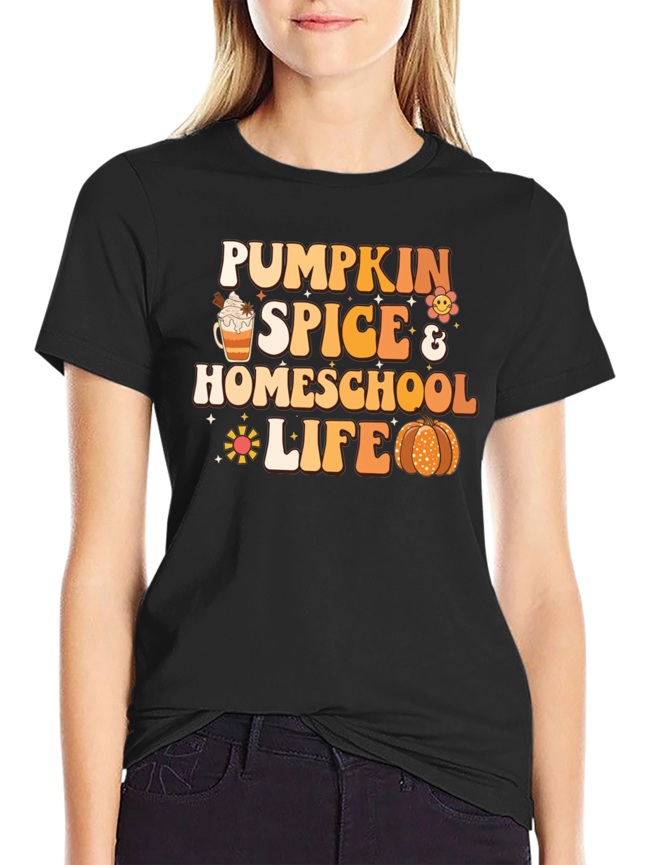 Pumpkin Spice Homeschool Life Black T-Shirt