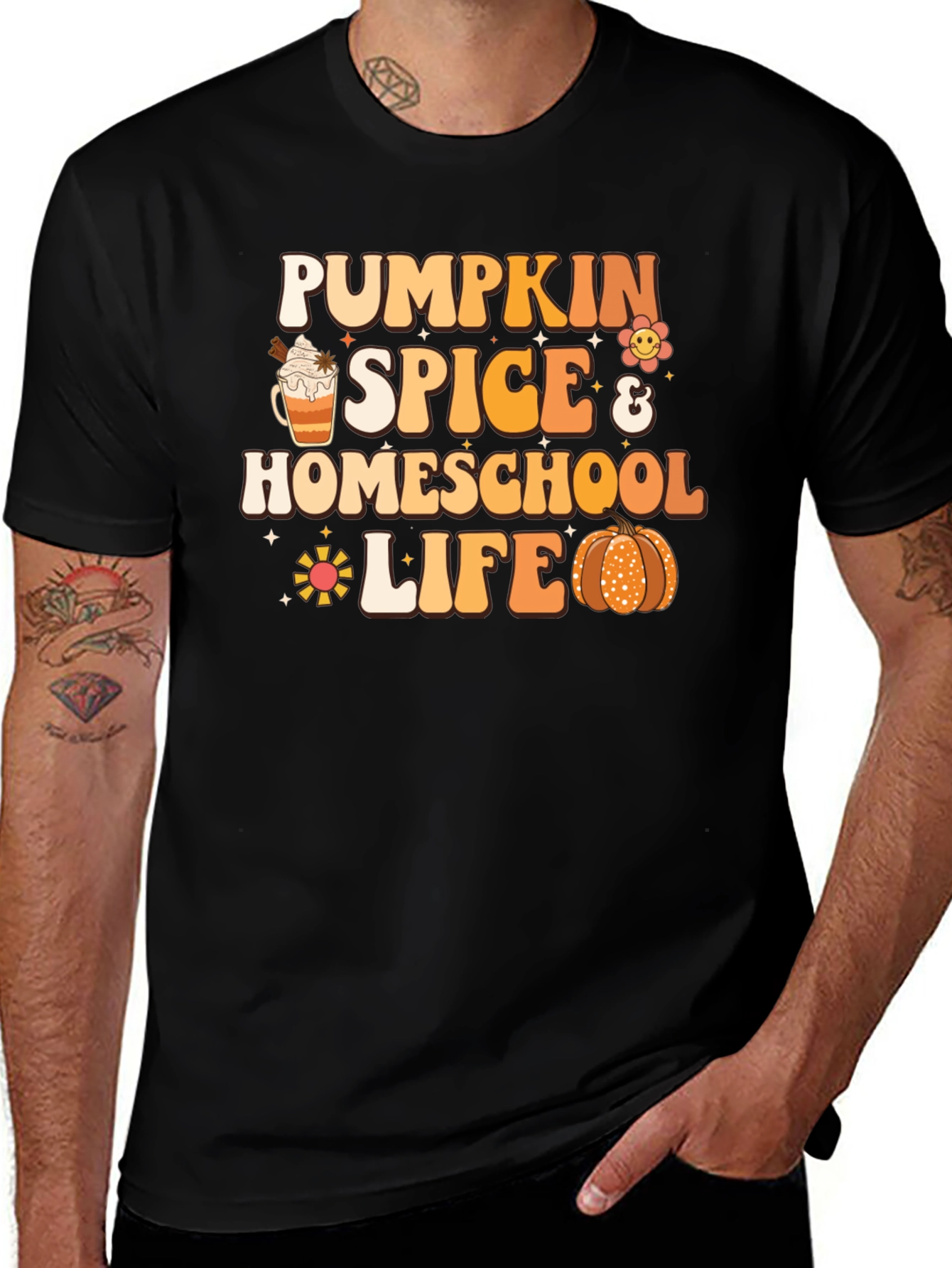 Pumpkin Spice Homeschool Life Black T-Shirt