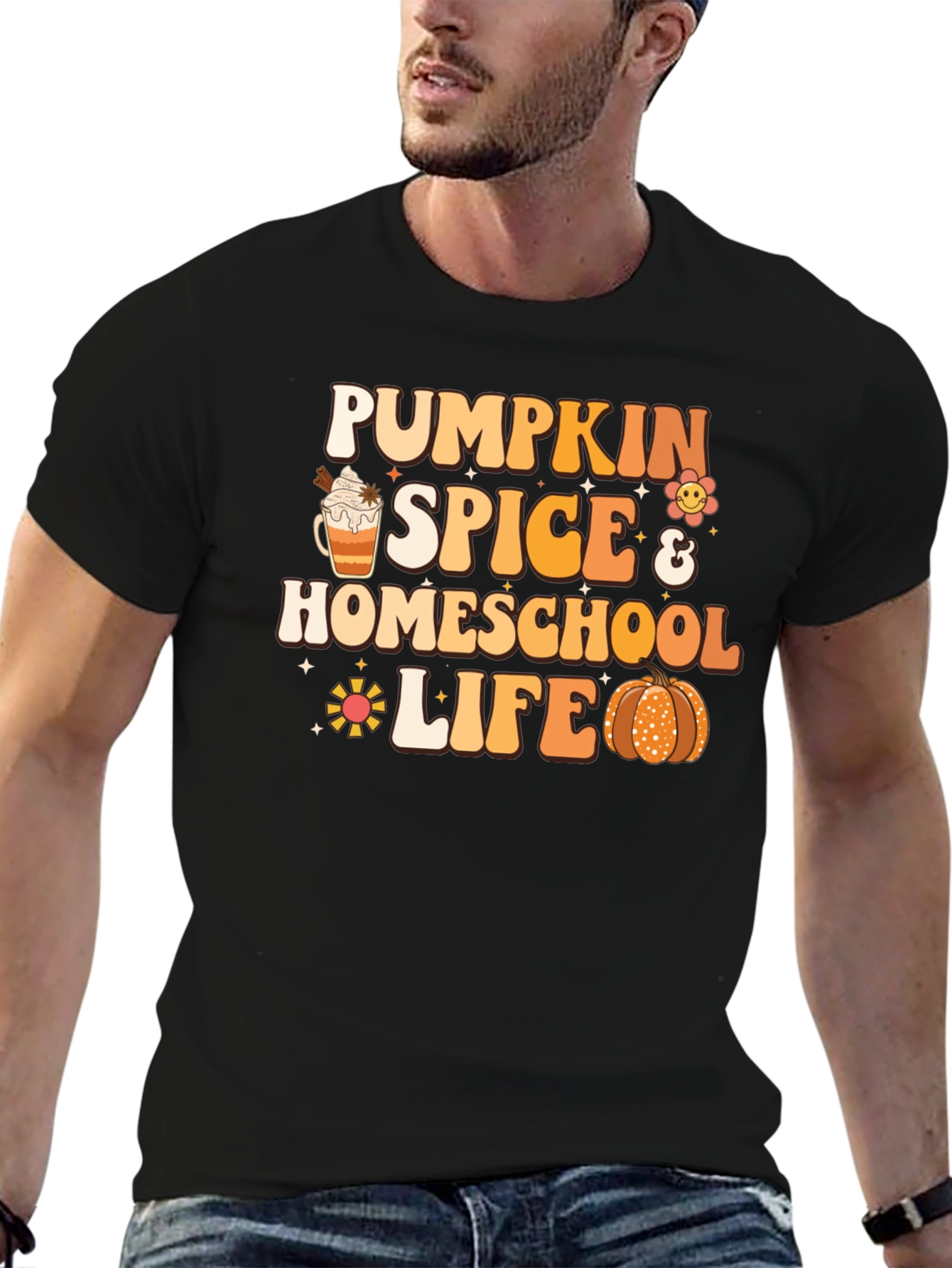 Pumpkin Spice Homeschool Life Black T-Shirt
