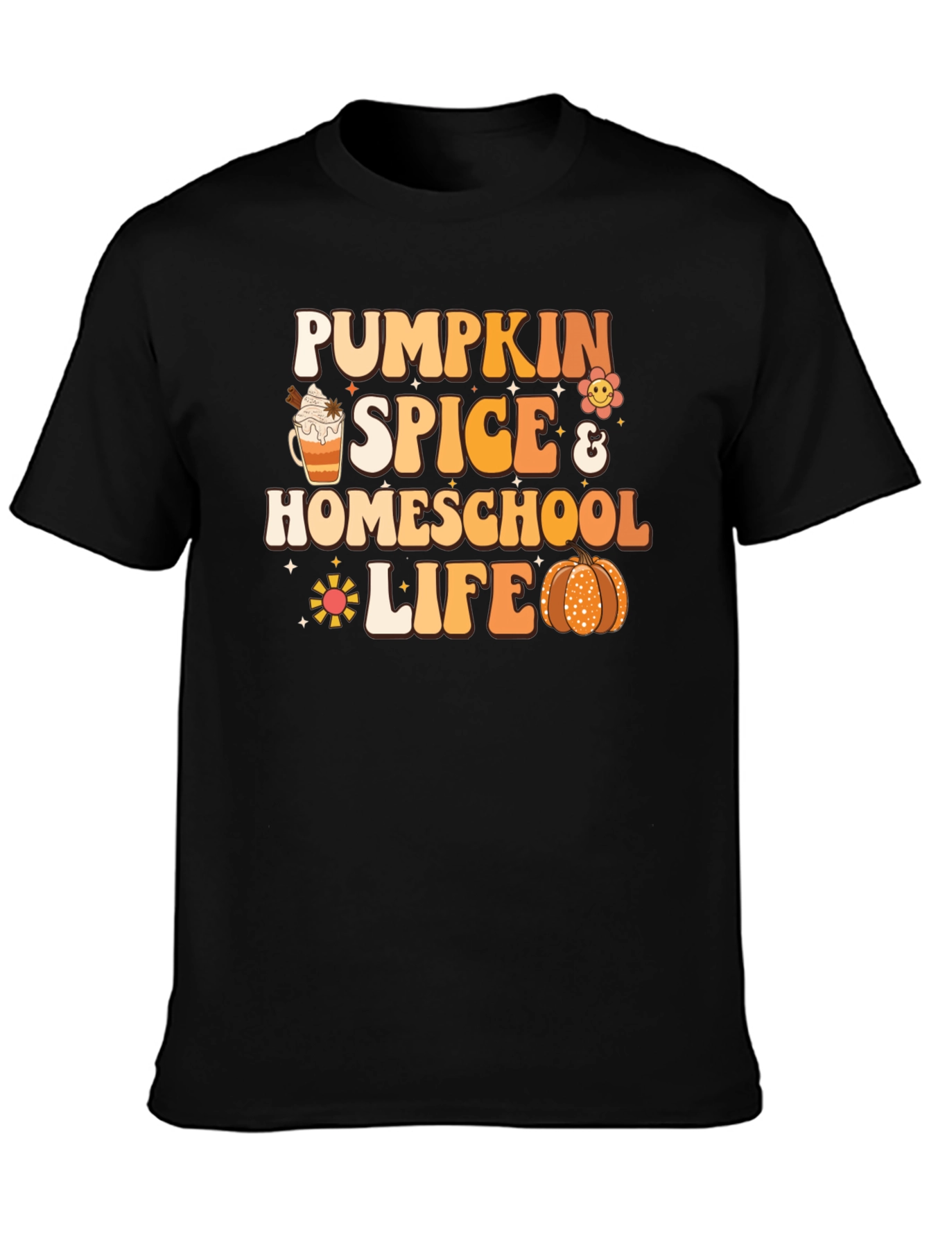 Pumpkin Spice Homeschool Life Black T-Shirt