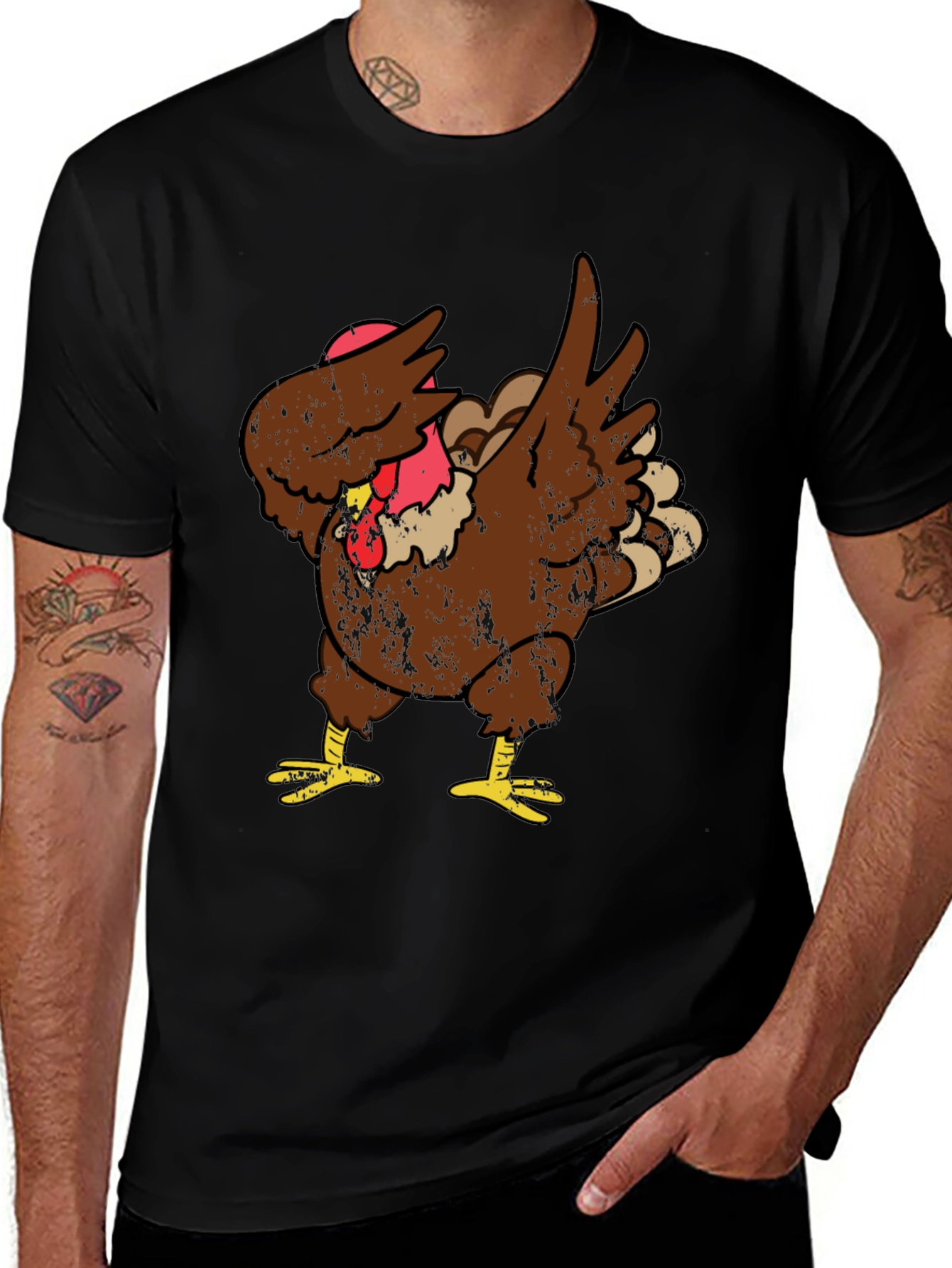 Thanksgiving Dabbing Turkey Graphic T-Shirt