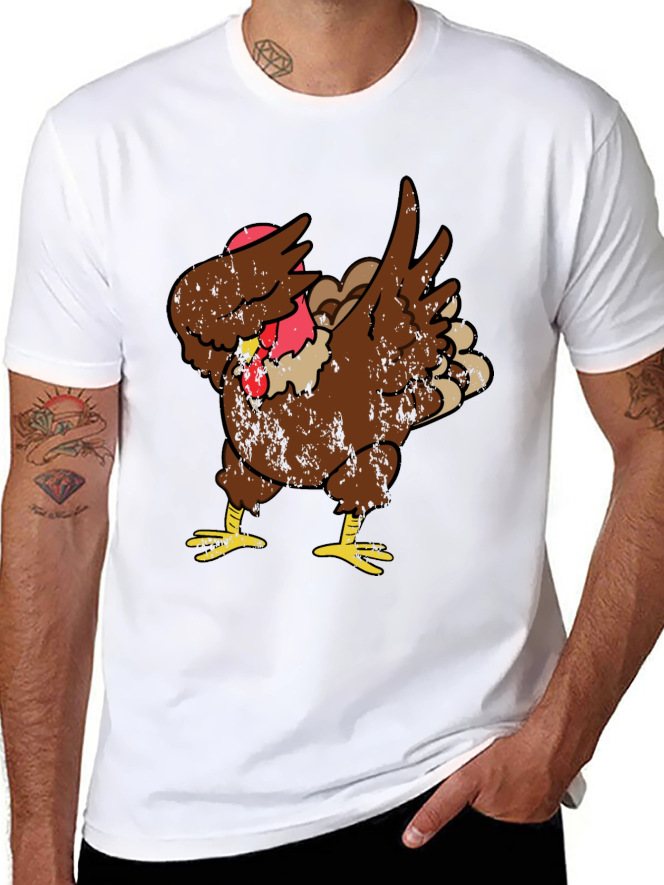 Thanksgiving Dabbing Turkey Graphic T-Shirt