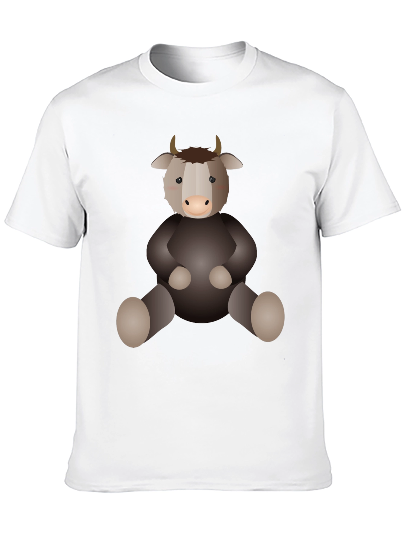 Cute Cartoon Yak Black T-Shirt
