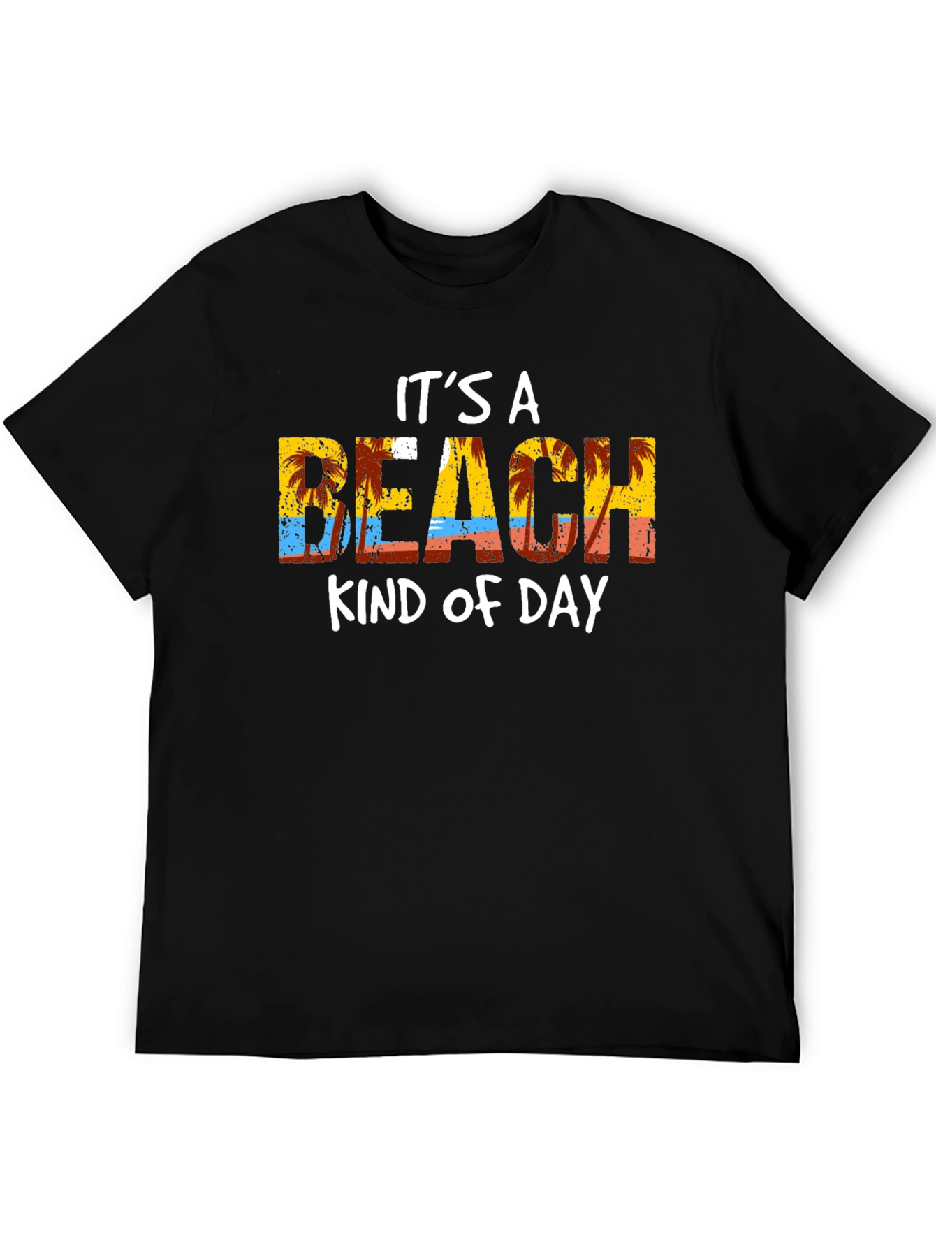 Its a Beach Kind of Day Black Graphic T-Shirt