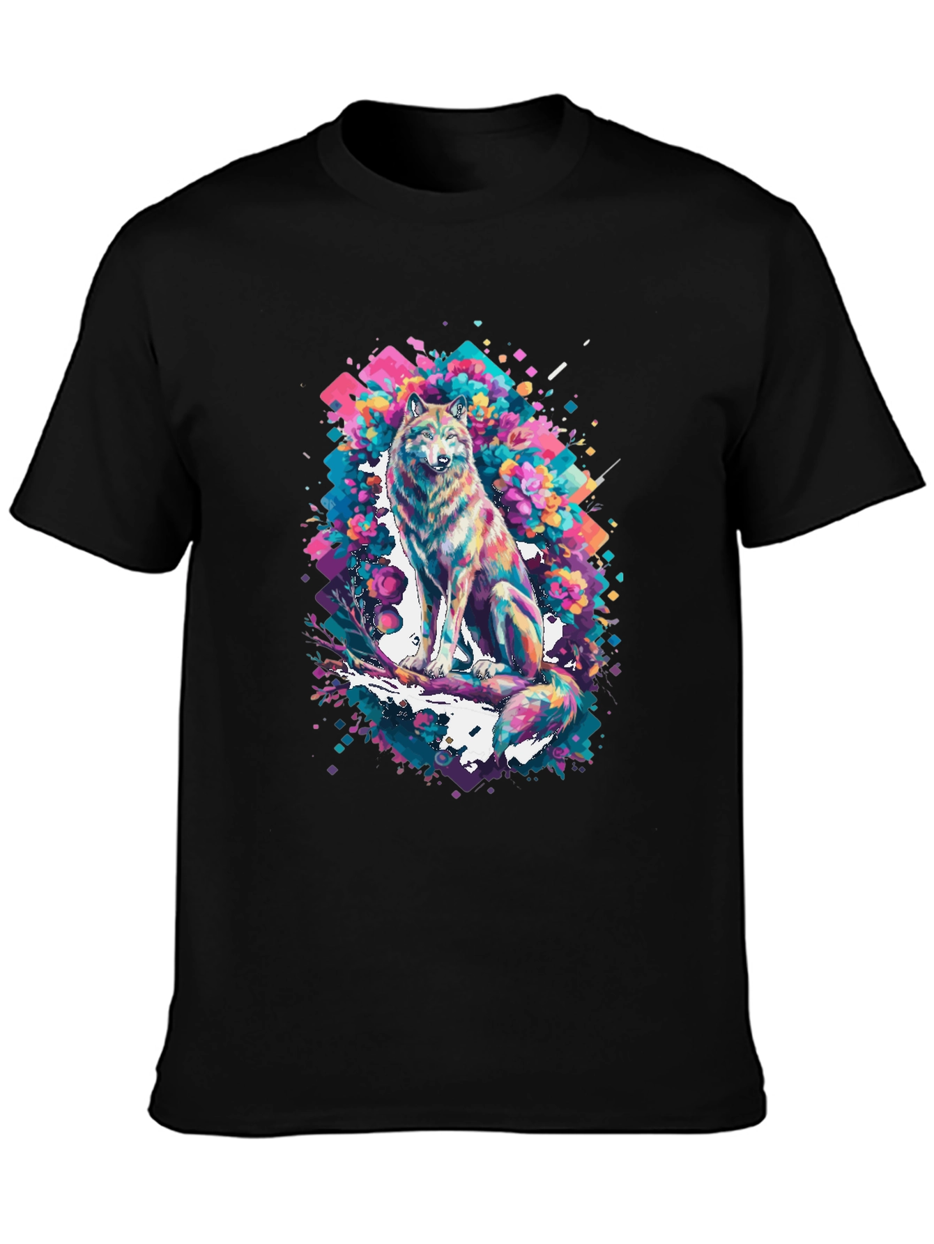 Abstract Wolf Graphic T-Shirt