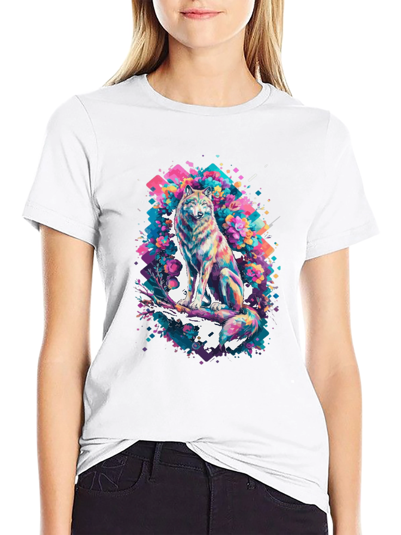 Abstract Wolf Graphic T-Shirt
