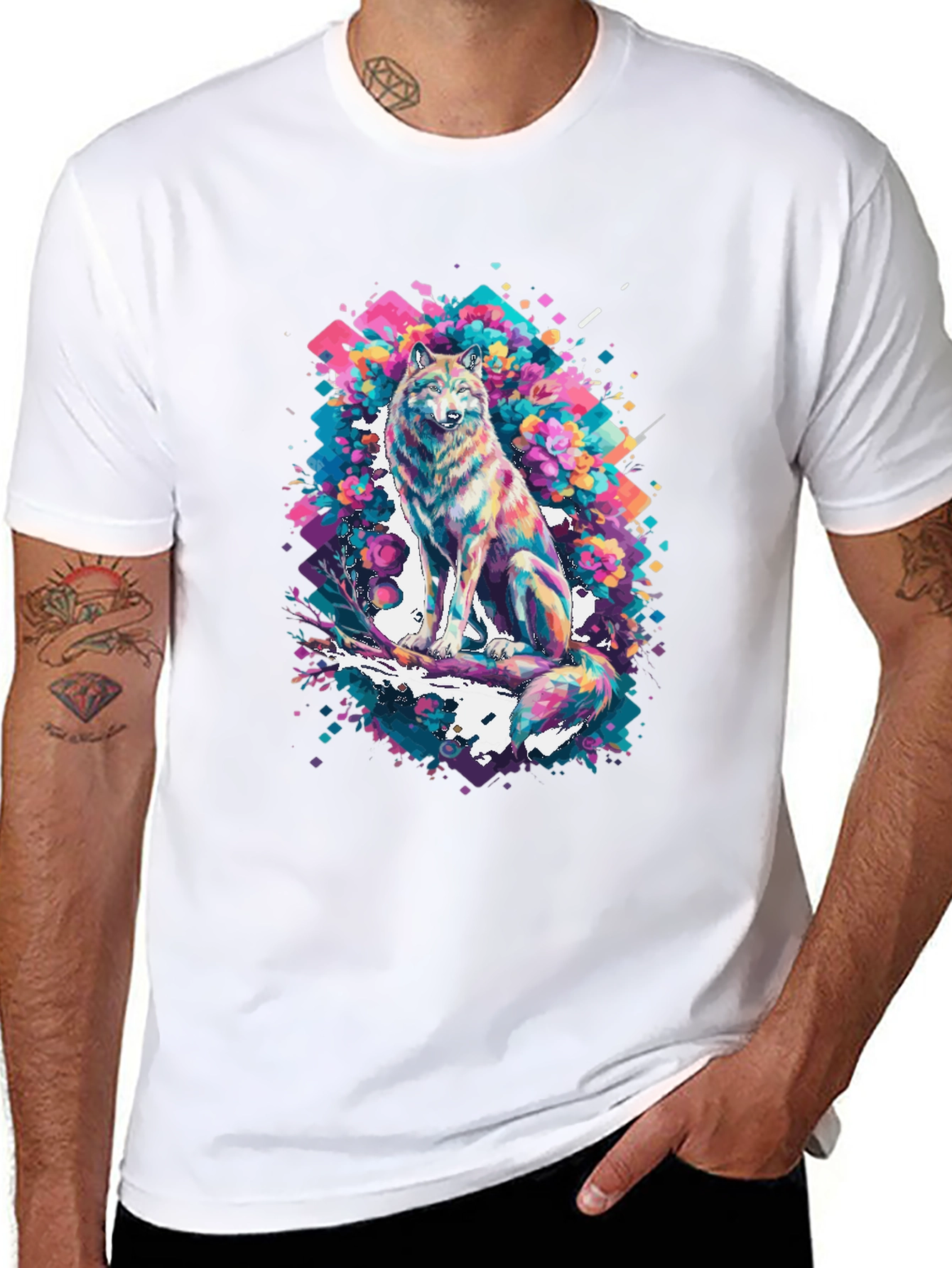 Abstract Wolf Graphic T-Shirt