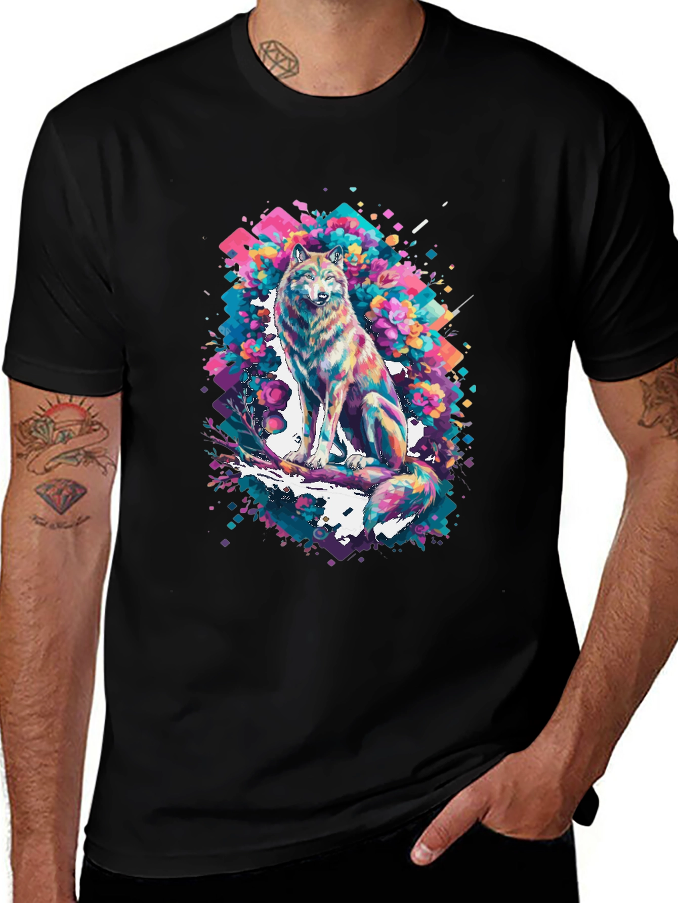 Abstract Wolf Graphic T-Shirt