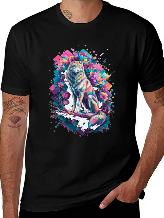 Abstract Wolf Graphic T-Shirt