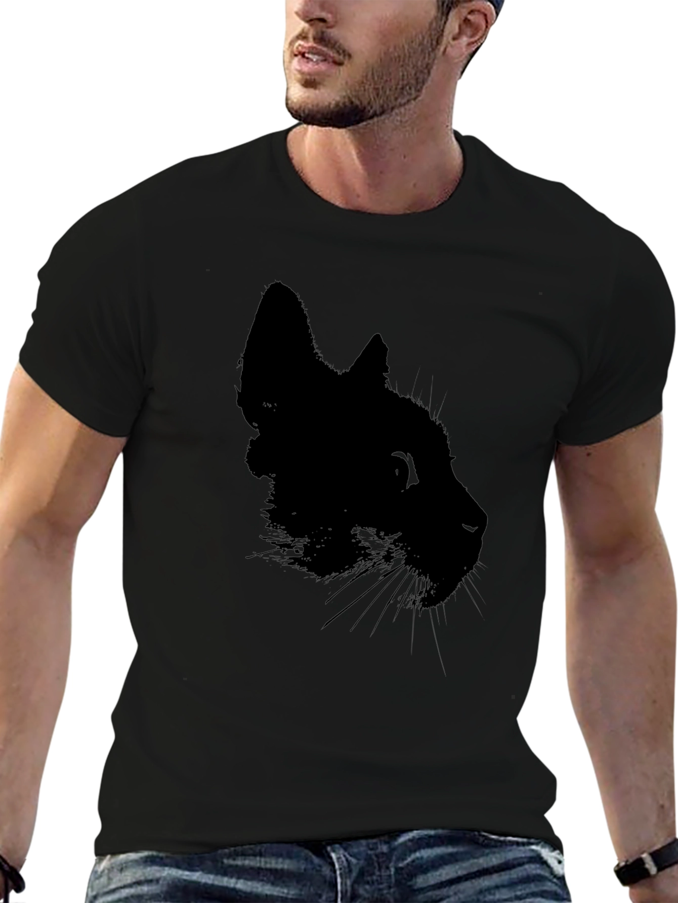 Black Cat Silhouette T-Shirt - Mens Graphic Tee