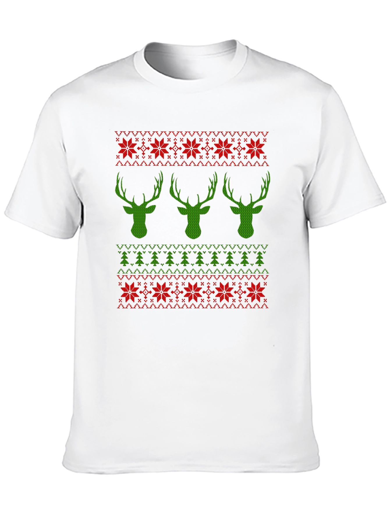 Ugly Christmas Sweater T-Shirt with Deer and Trees