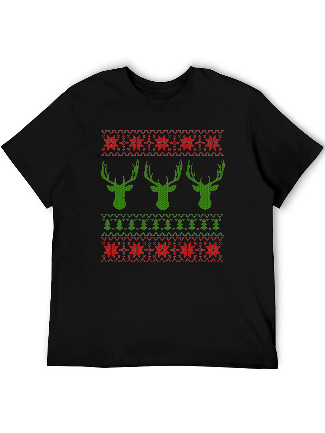 Ugly Christmas Sweater T-Shirt with Deer and Trees