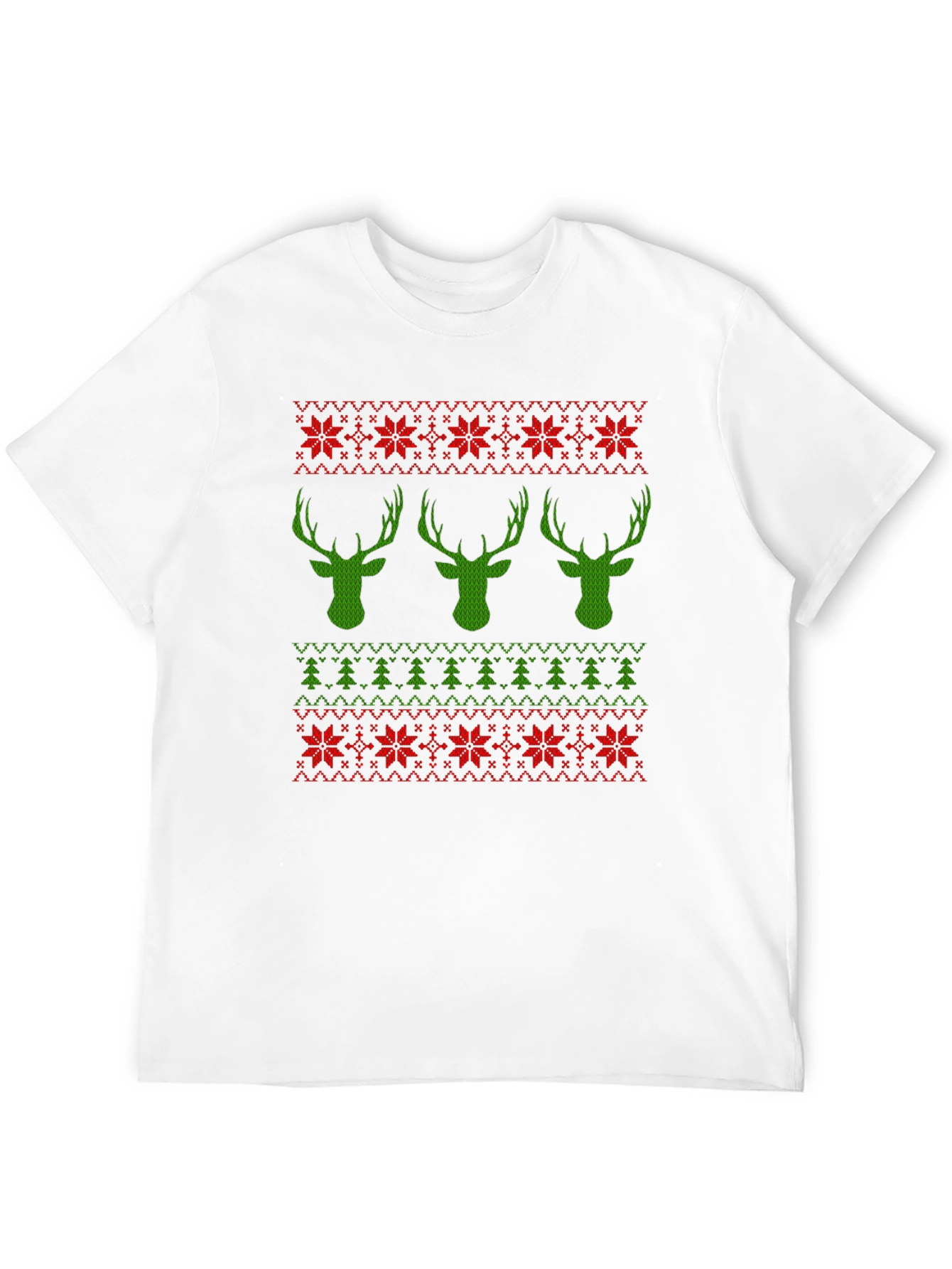 Ugly Christmas Sweater T-Shirt with Deer and Trees