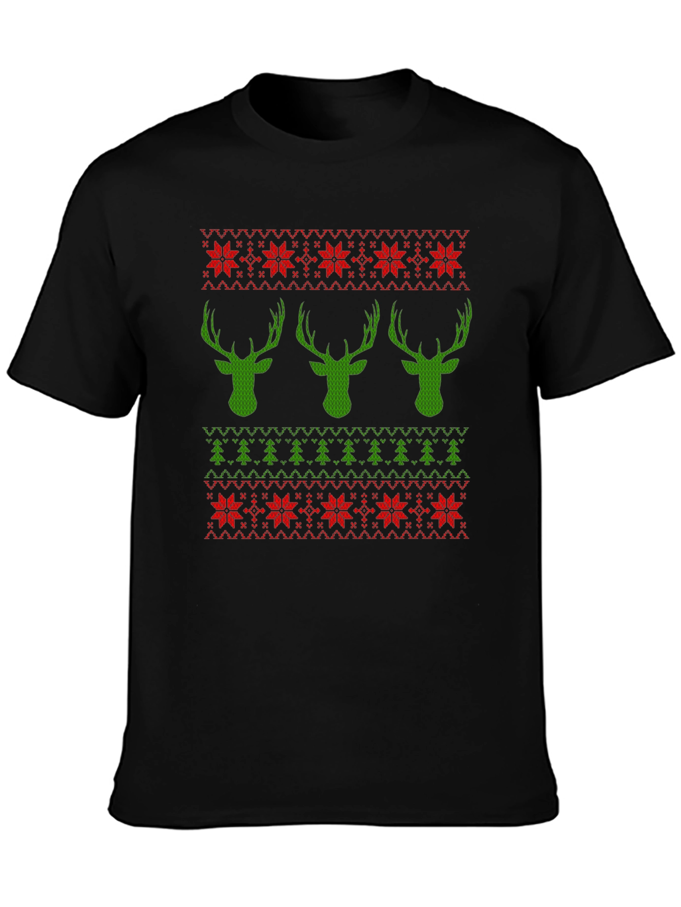 Ugly Christmas Sweater T-Shirt with Deer and Trees