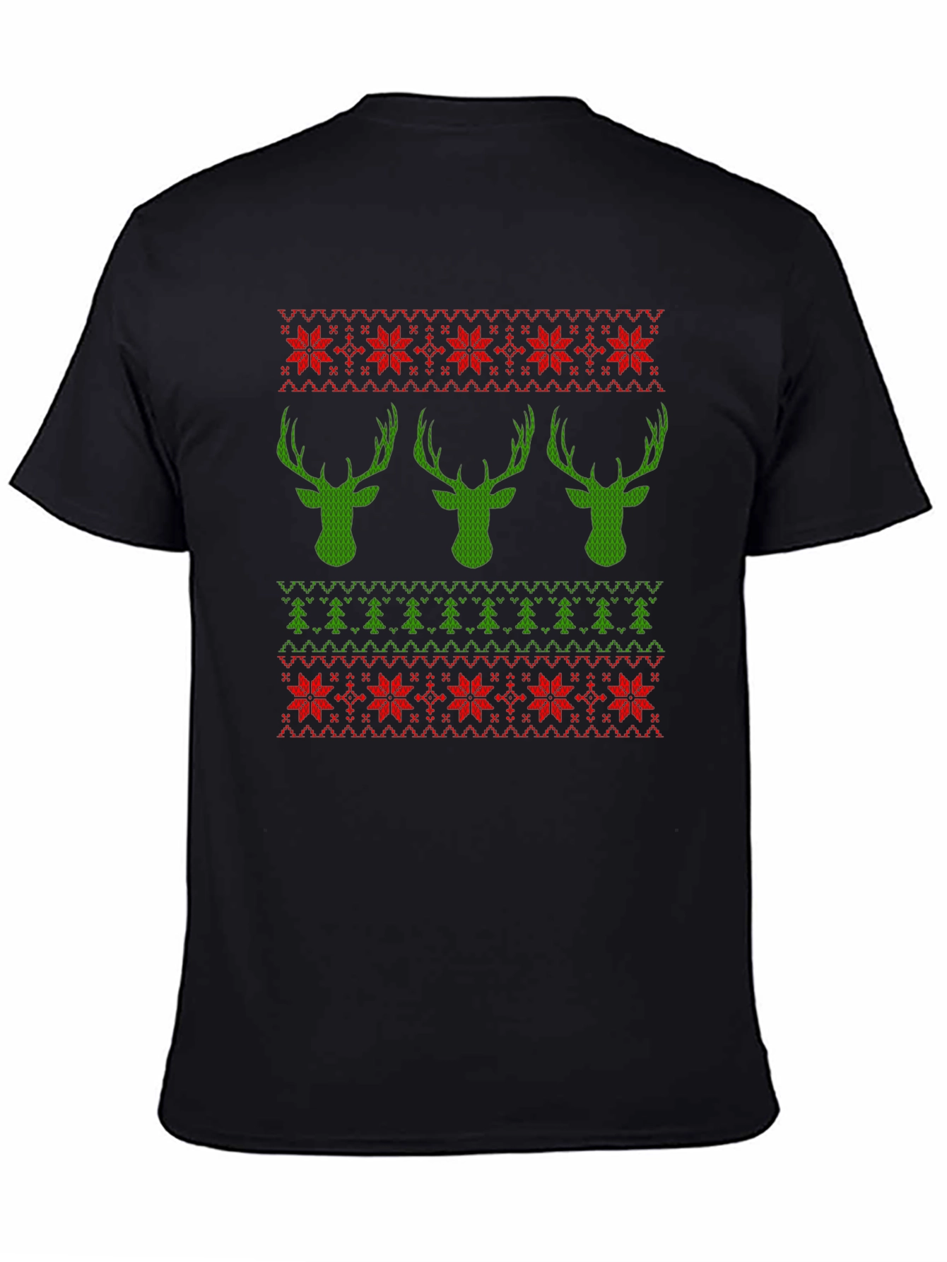 Ugly Christmas Sweater T-Shirt with Deer and Trees