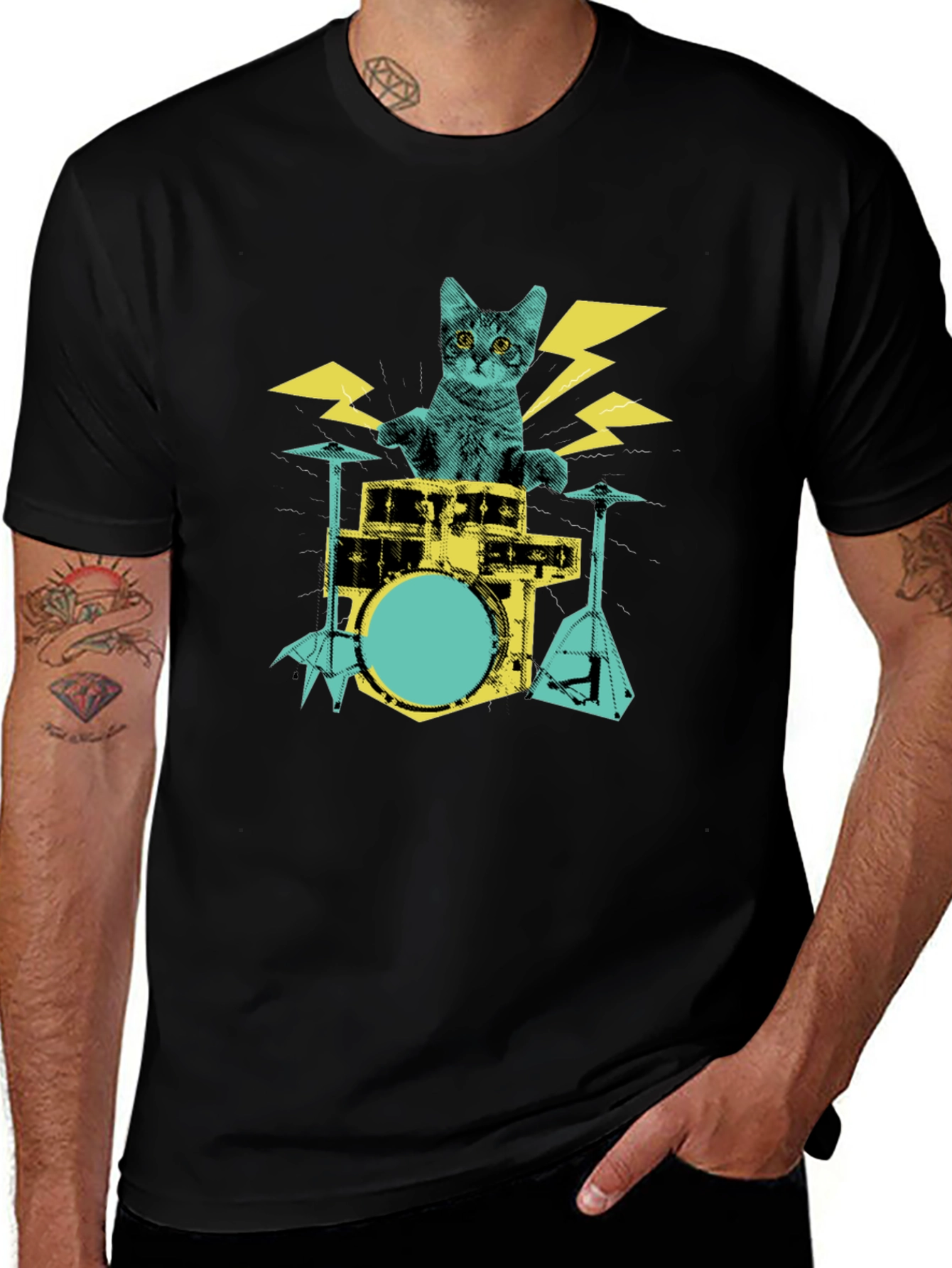 Cat Drummer Graphic T-Shirt