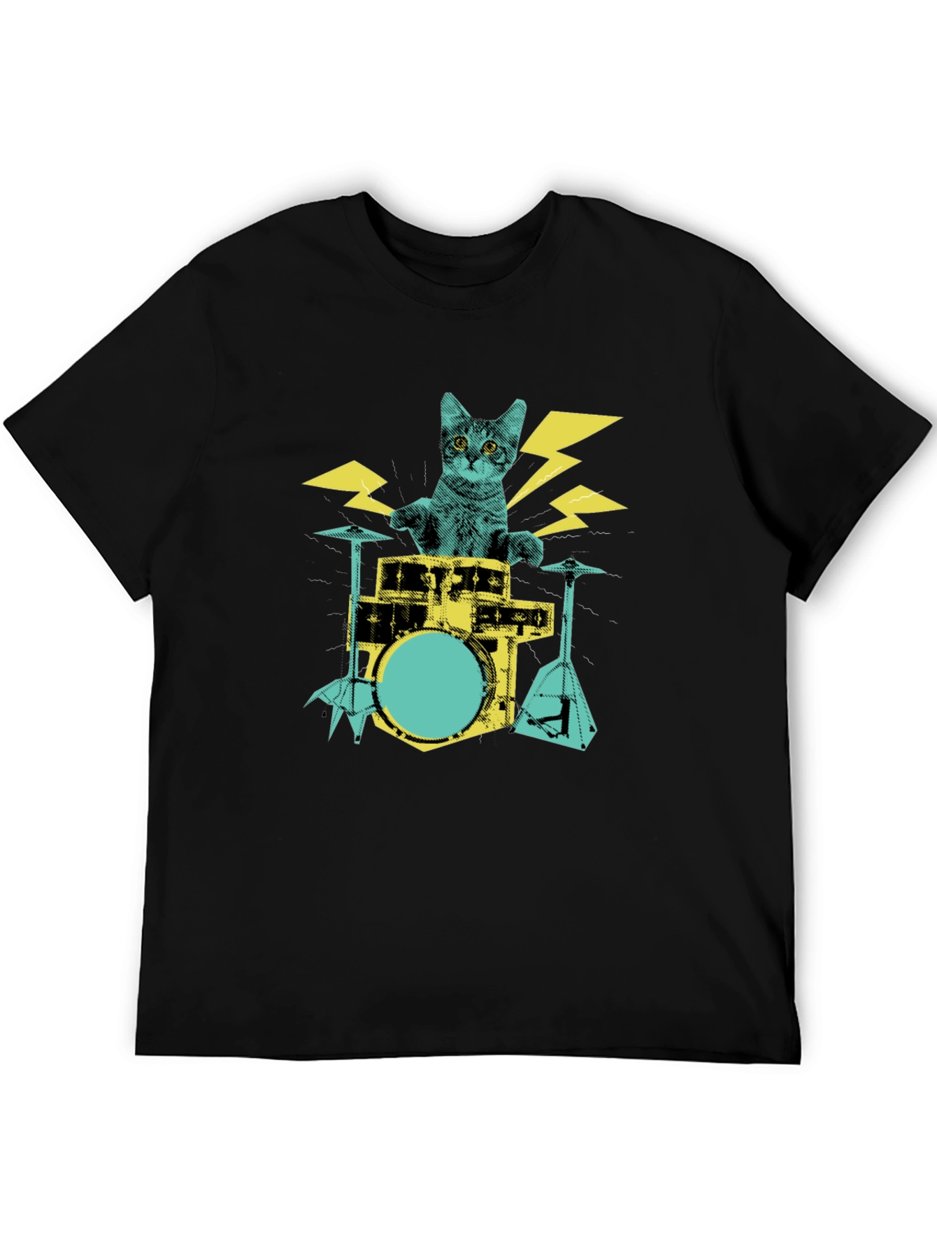 Cat Drummer Graphic T-Shirt