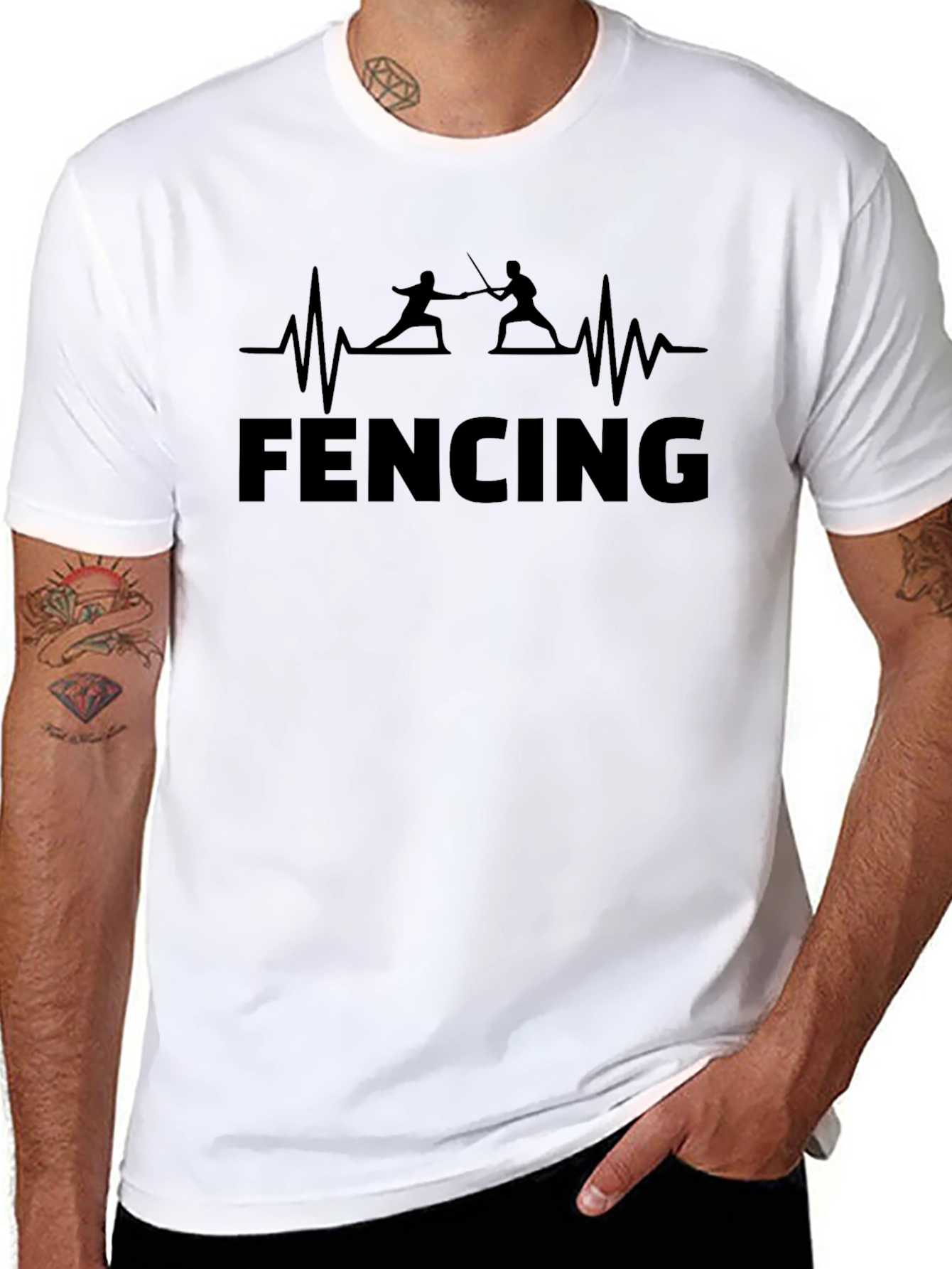 Fencing Heartbeat Black T-Shirt