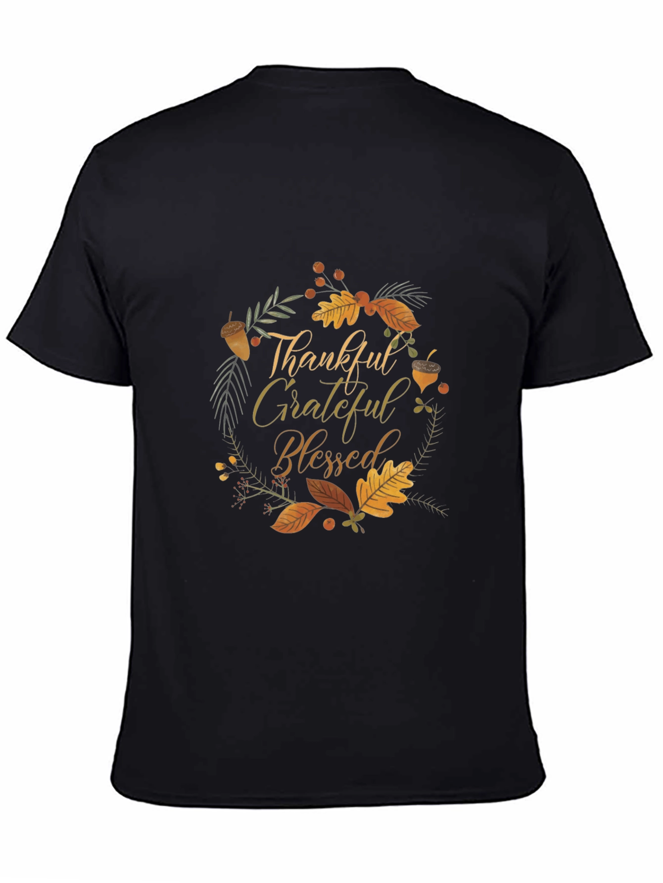 Thankful Grateful Blessed Black Tee