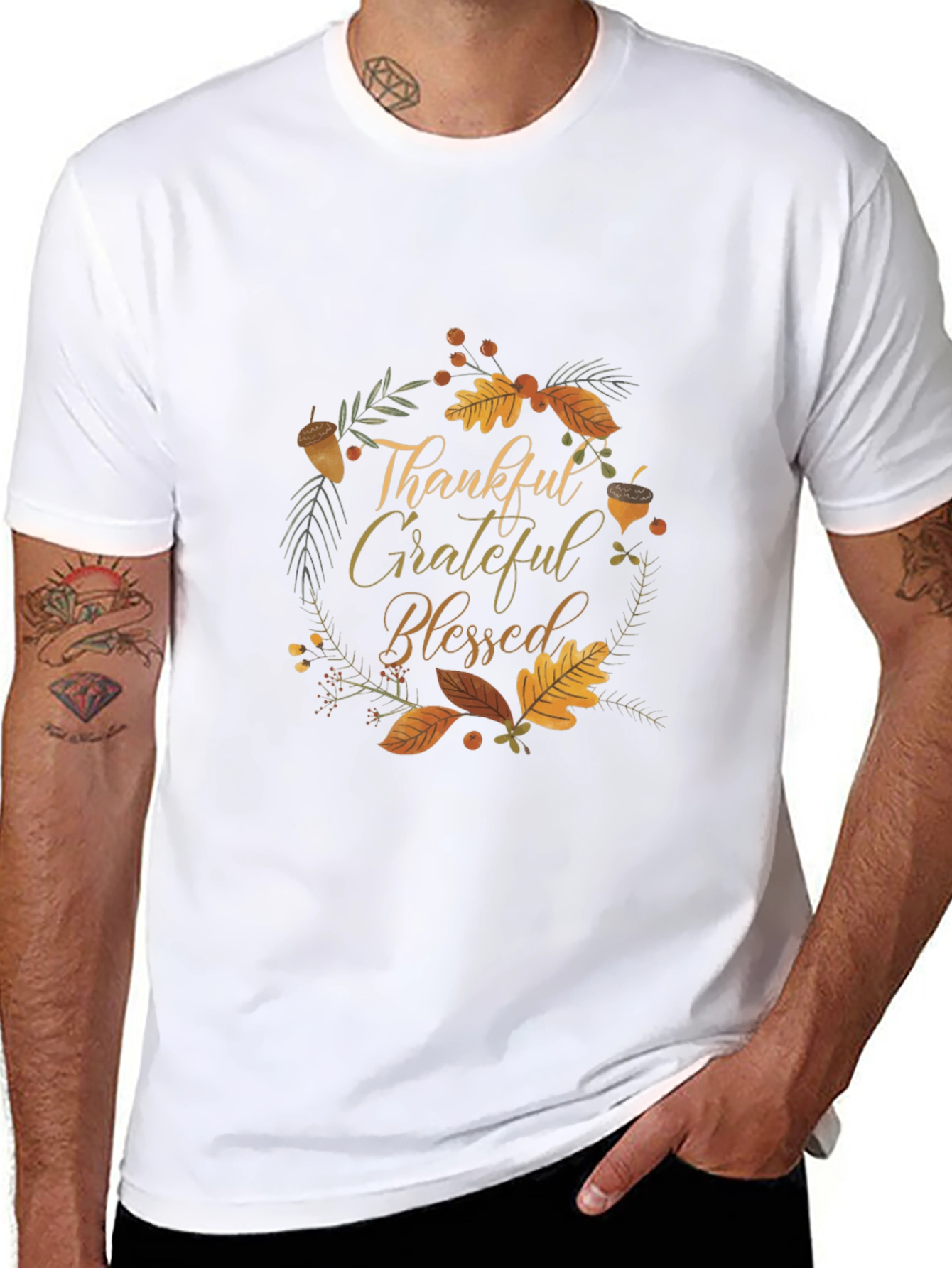 Thankful Grateful Blessed Black Tee