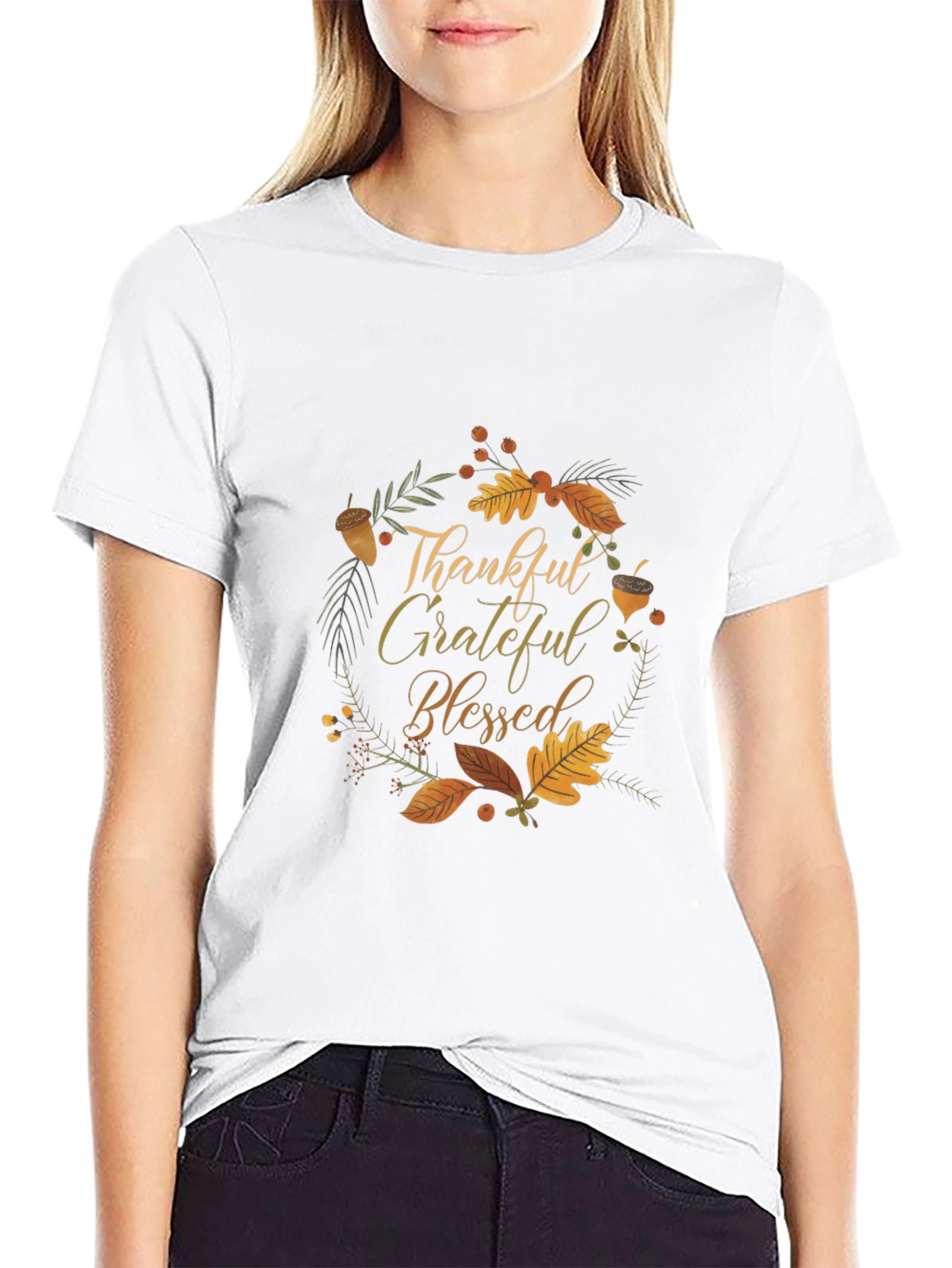 Thankful Grateful Blessed Black Tee