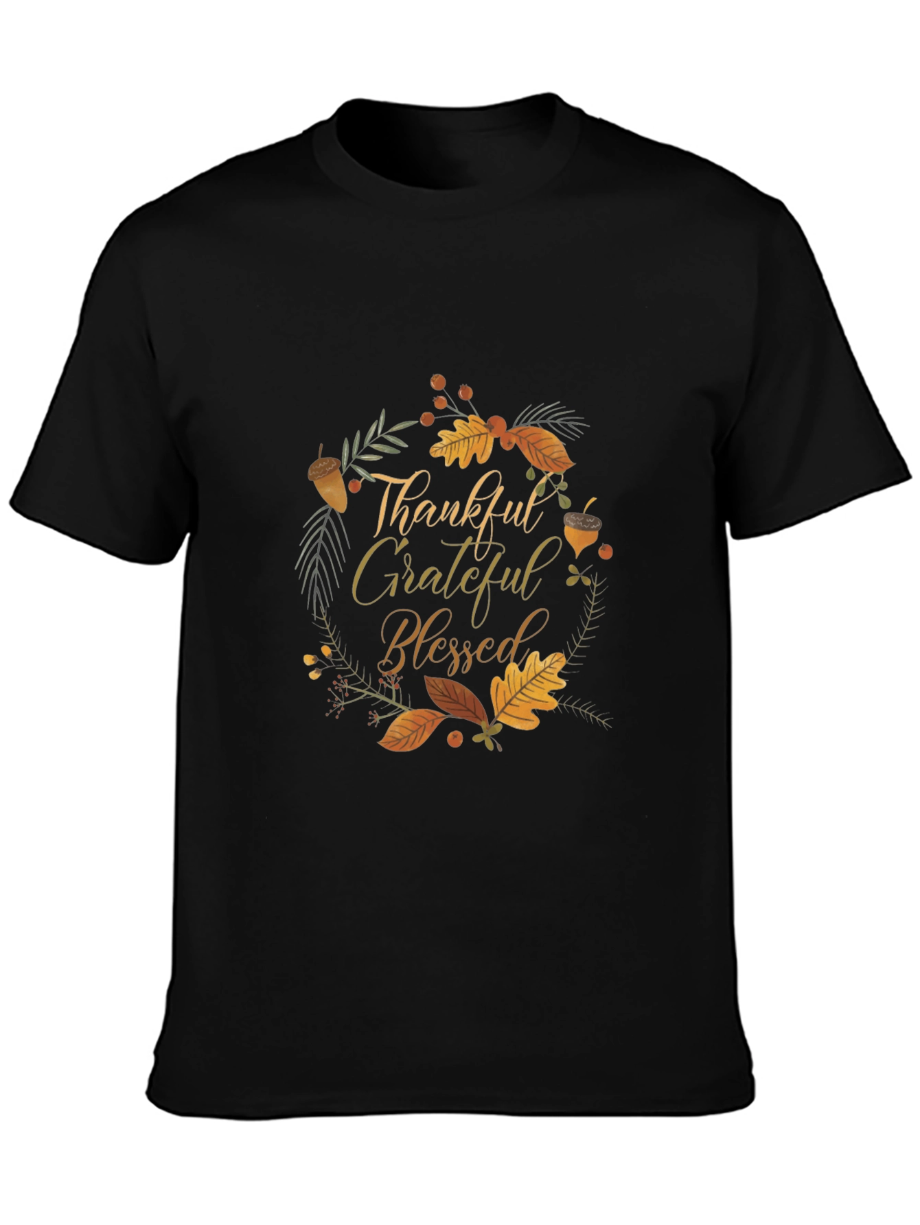 Thankful Grateful Blessed Black Tee