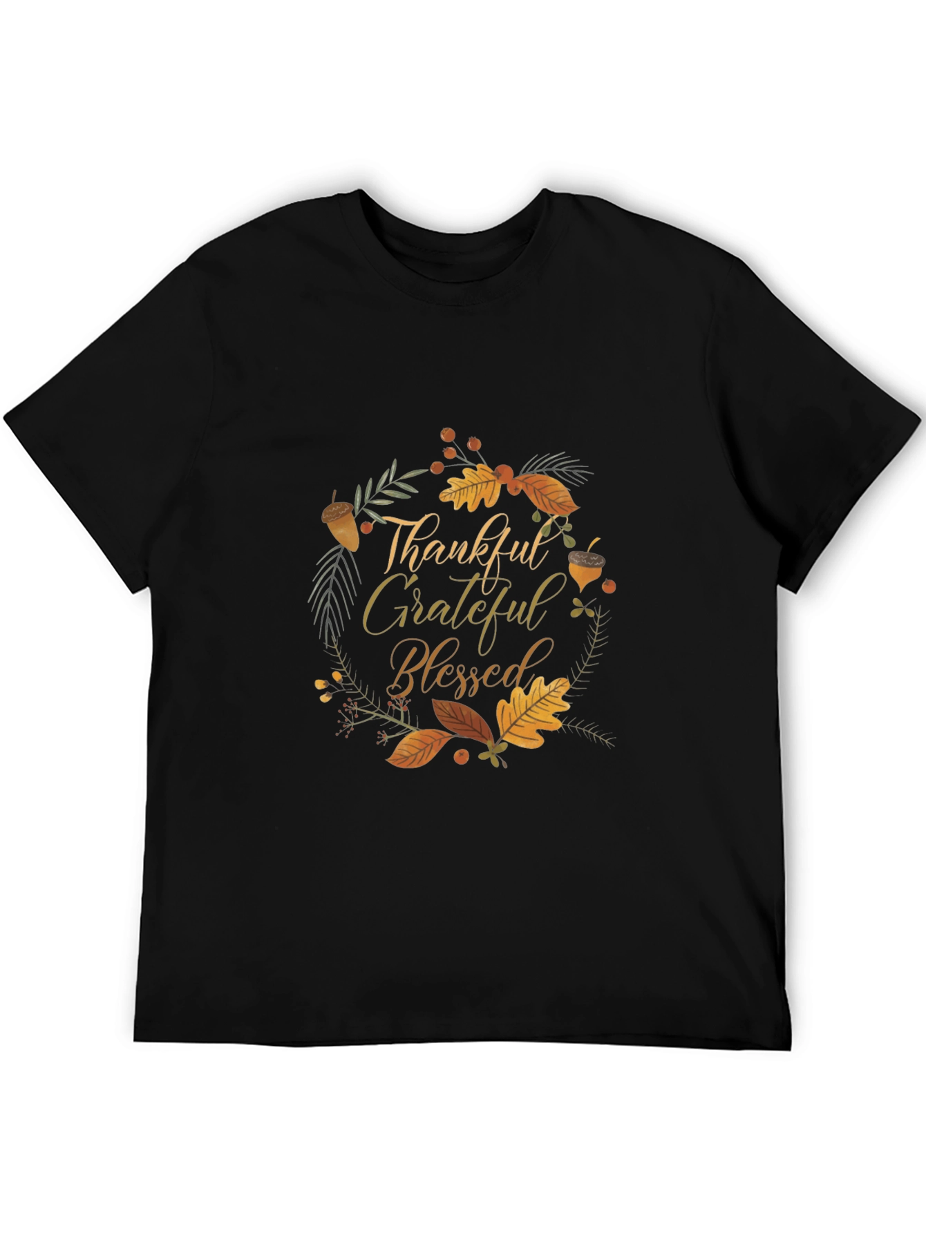 Thankful Grateful Blessed Black Tee
